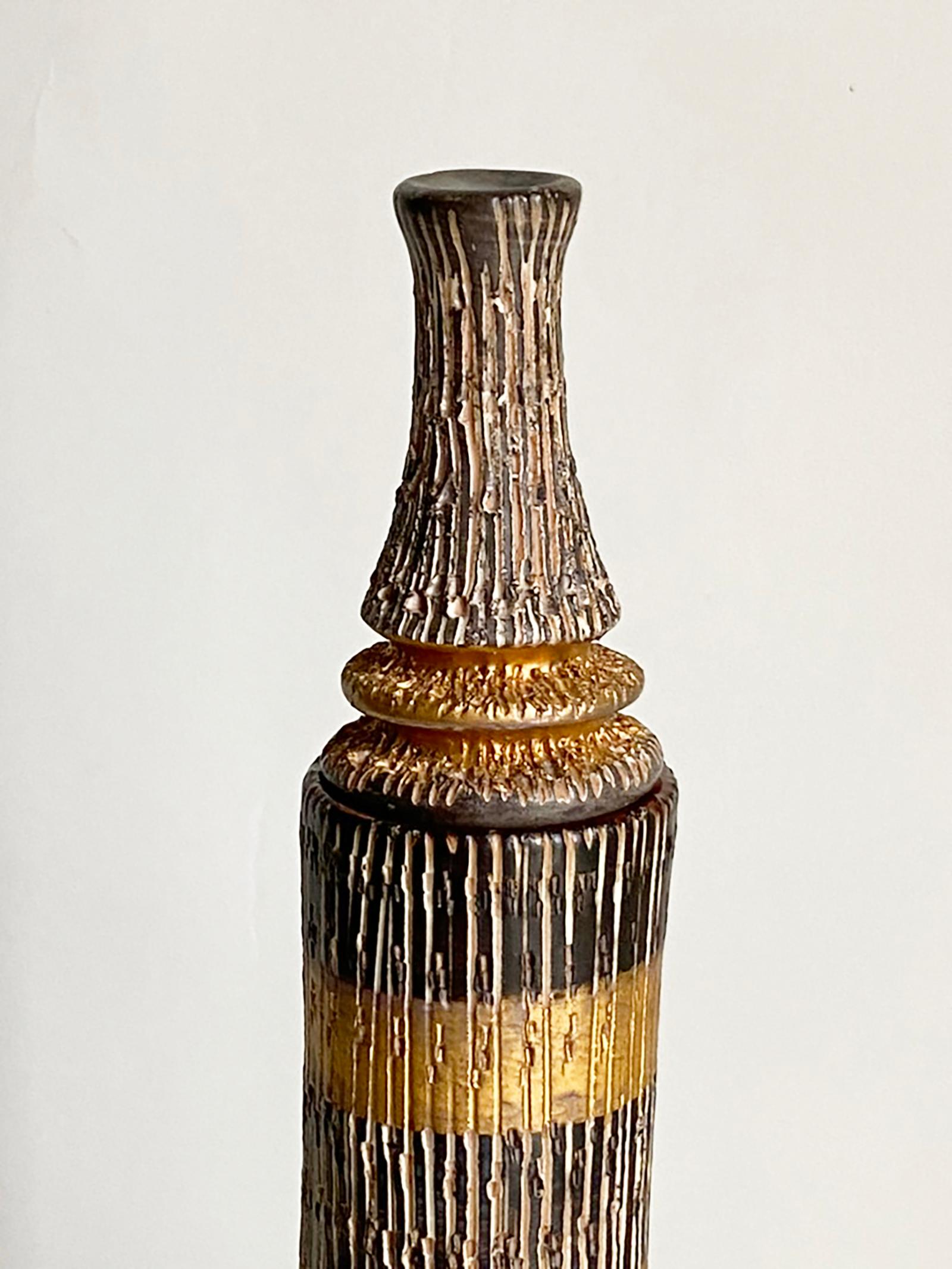1960s Seta Ceramic Stoppered Bottle  Decanter by Aldo Londi for Bitossi Italy For Sale 6