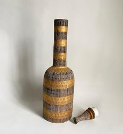 1960s Seta Ceramic Stoppered Bottle  Decanter by Aldo Londi for Bitossi Italy