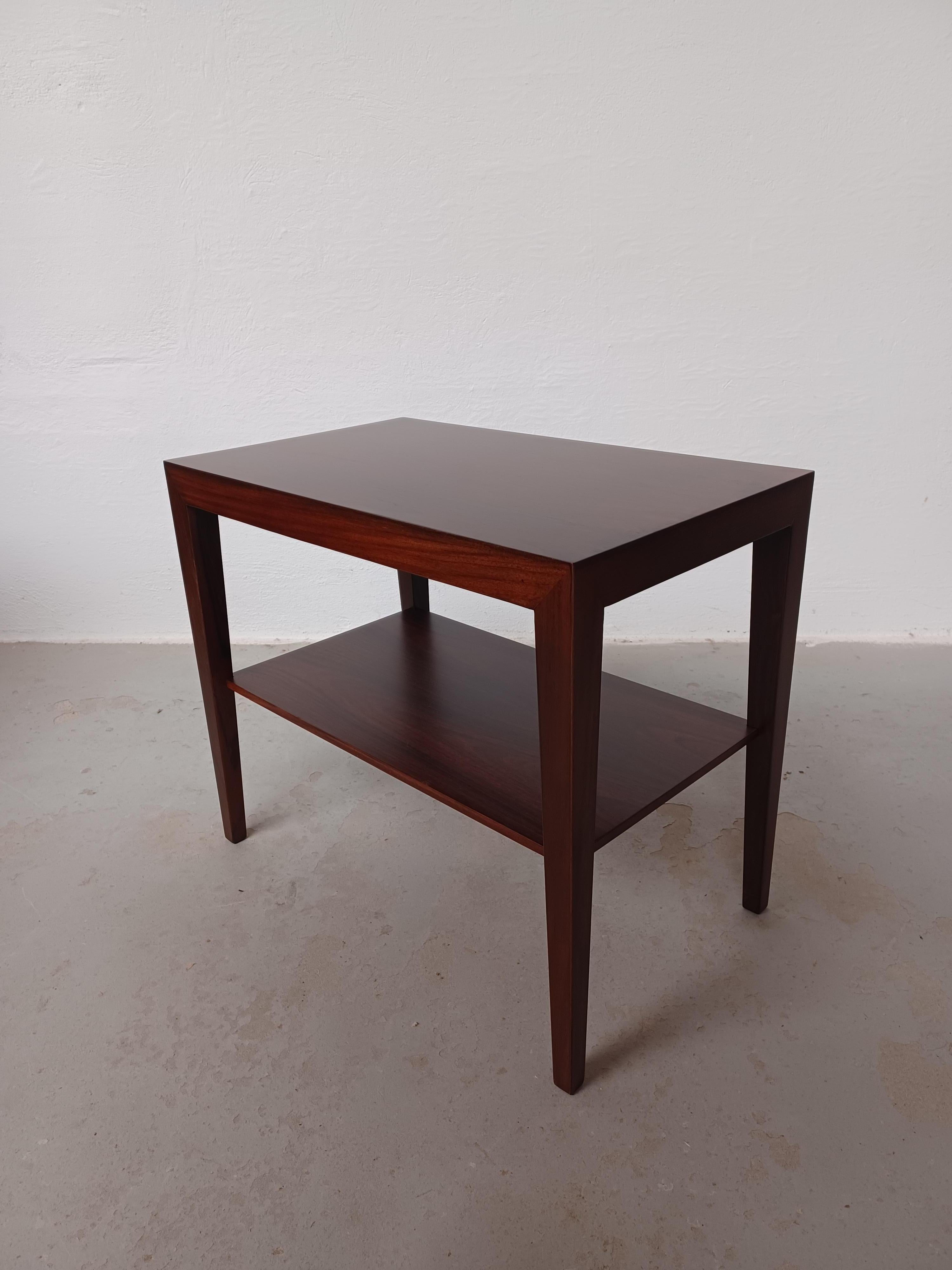 Danish 1960s Severin Hansen Fully Restored Rosewood Side Table with Shelf by Haslev For Sale