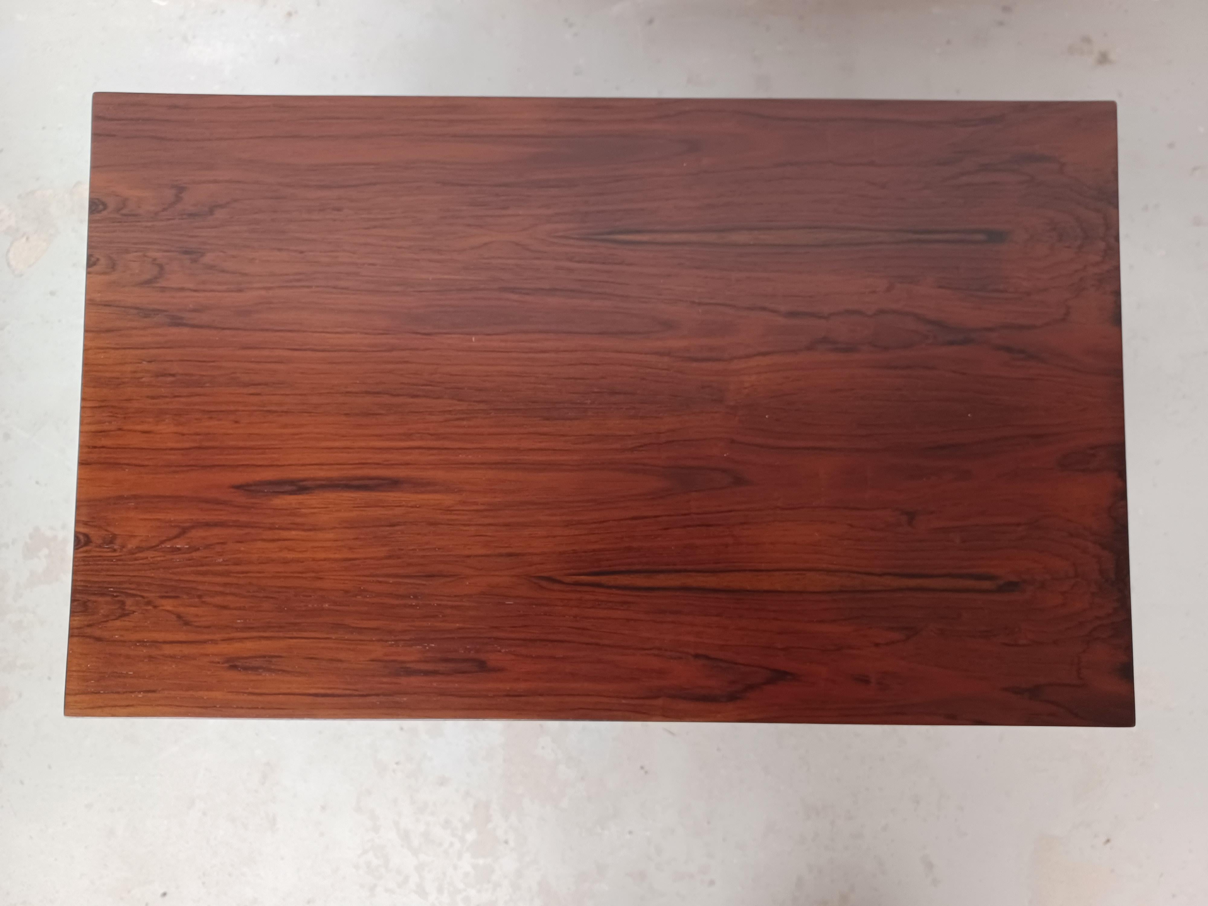 Mid-20th Century 1960s Severin Hansen Fully Restored Rosewood Side Table with Shelf by Haslev For Sale