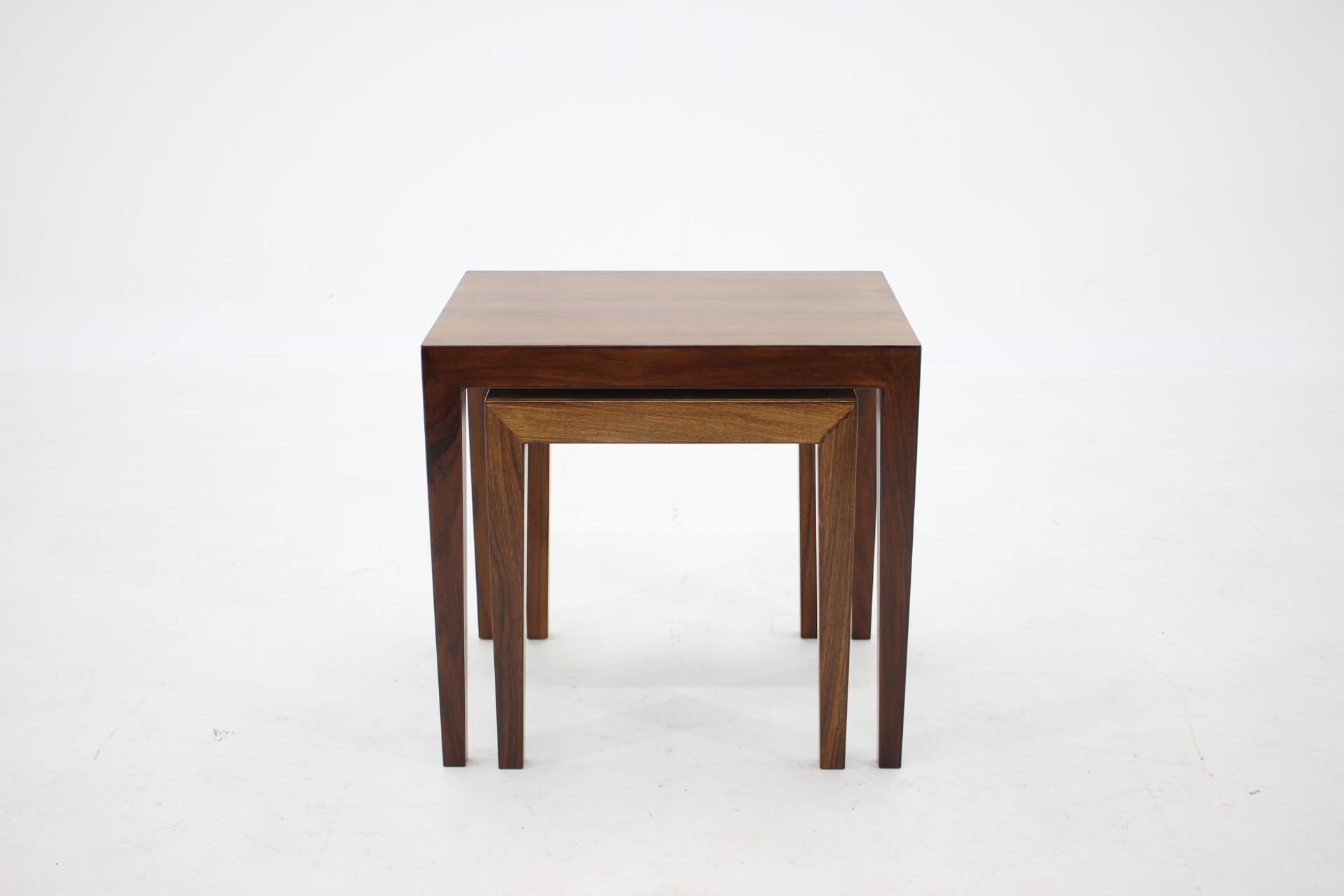Mid-Century Modern 1960s Severin Hansen Pair of Palisander Side Tables, Denmark For Sale