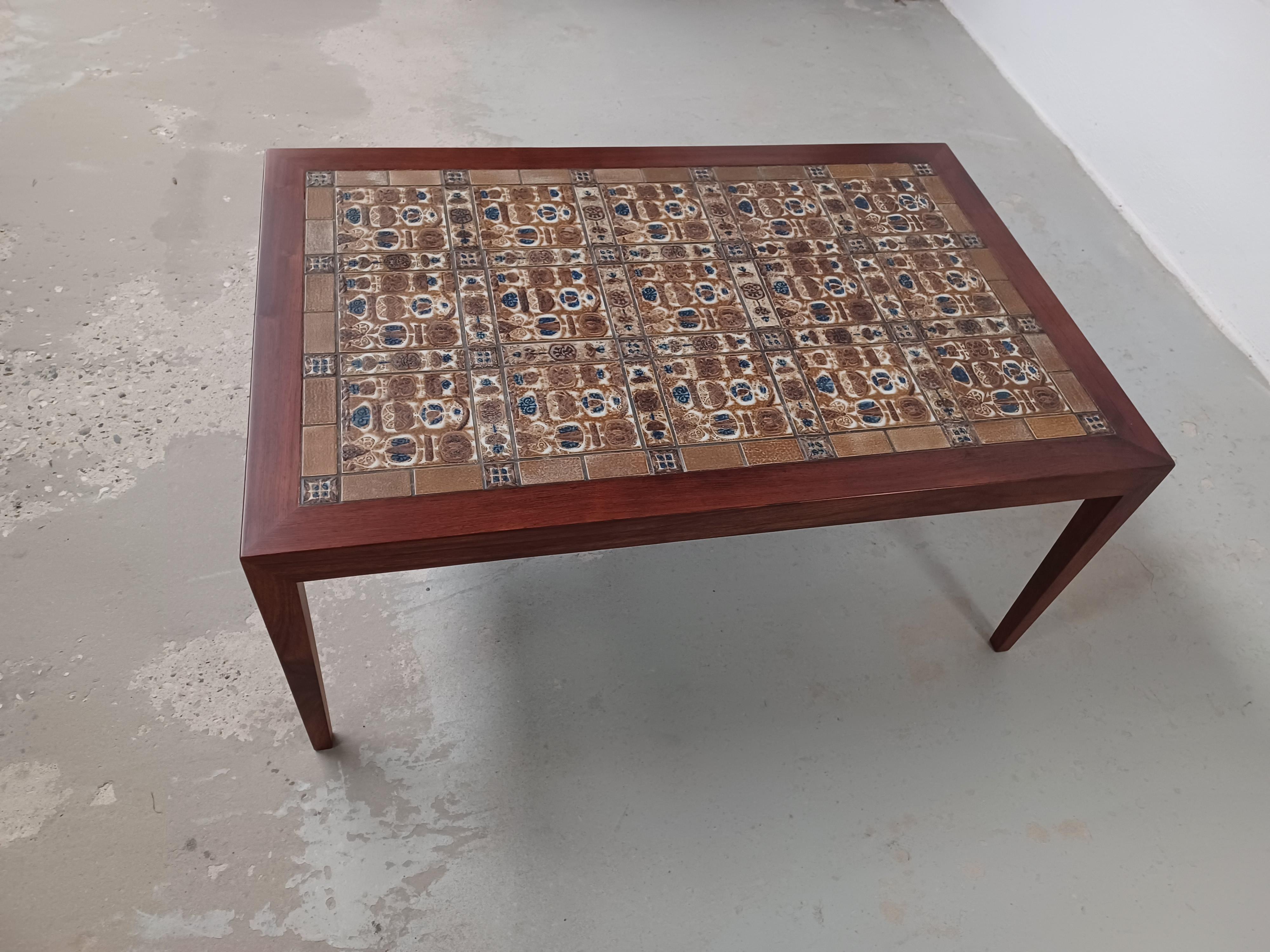 Scandinavian Modern 1960s Severin Hansen Restored Rosewood Coffee Table with Royal Copenhagen Tiles For Sale