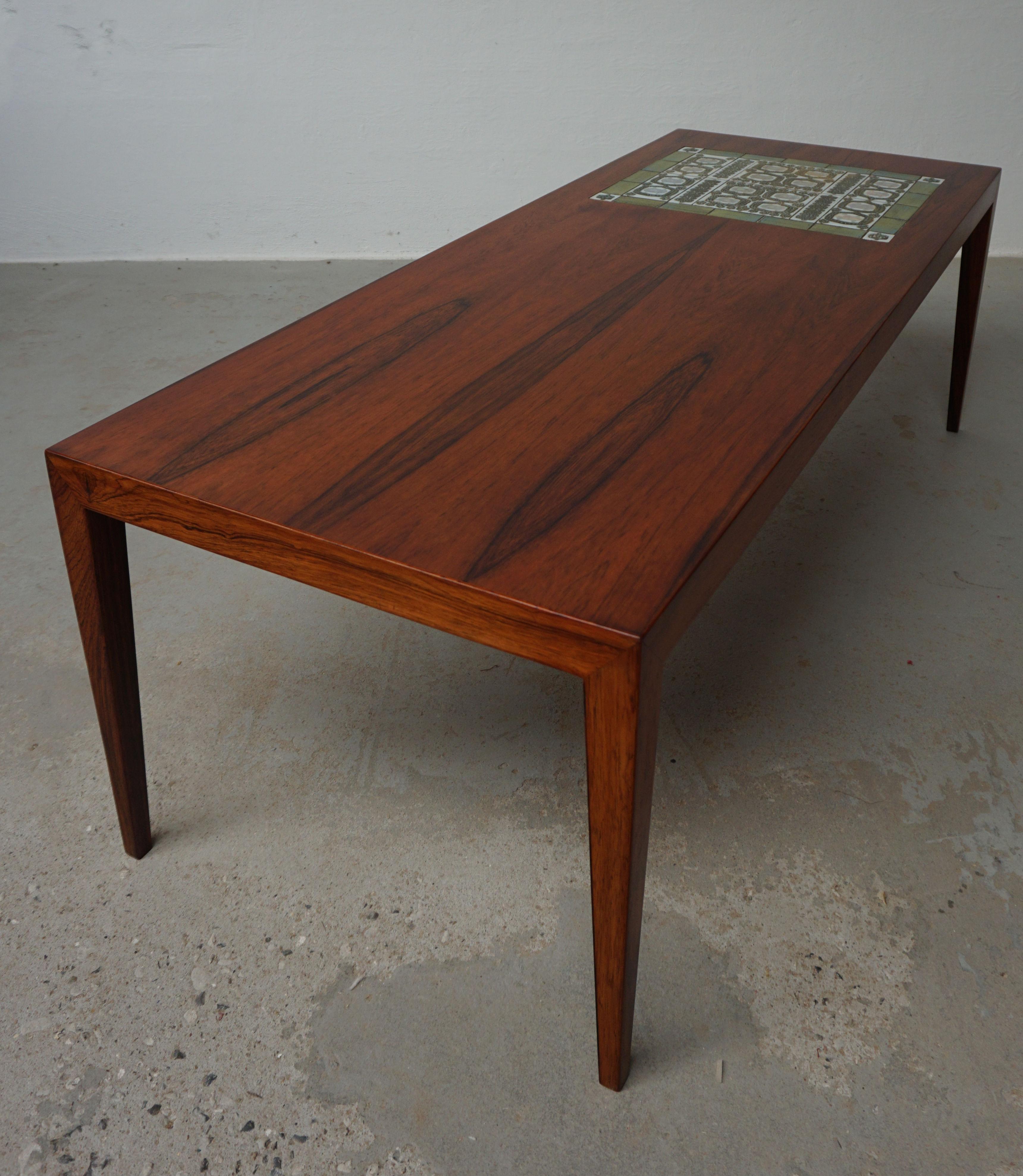 Danish 1960s Severin Hansen Restored Rosewood Coffee Table with Royal Copenhagen Tiles For Sale