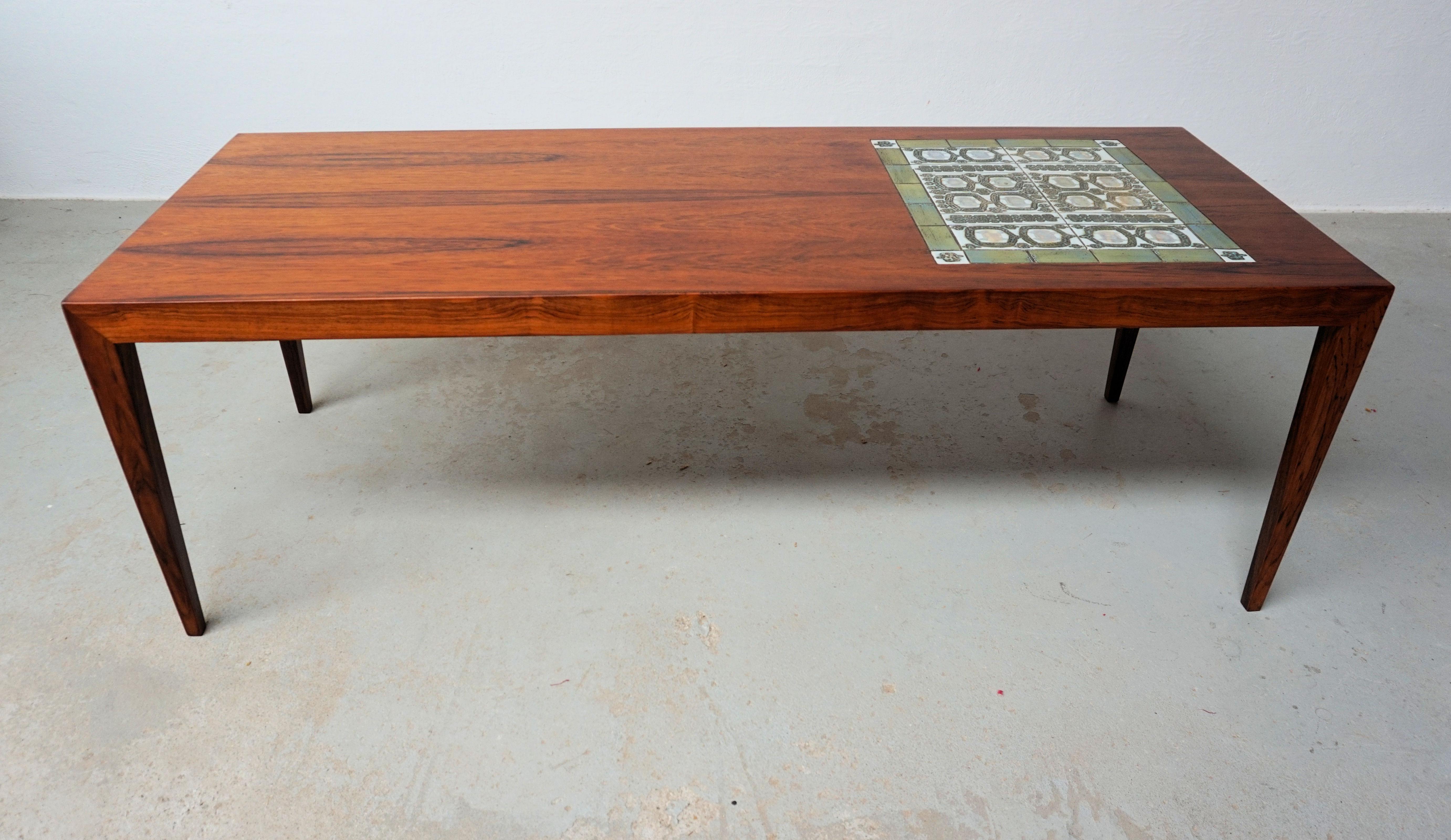 1960s Severin Hansen Restored Rosewood Coffee Table with Royal Copenhagen Tiles In Excellent Condition For Sale In Knebel, DK
