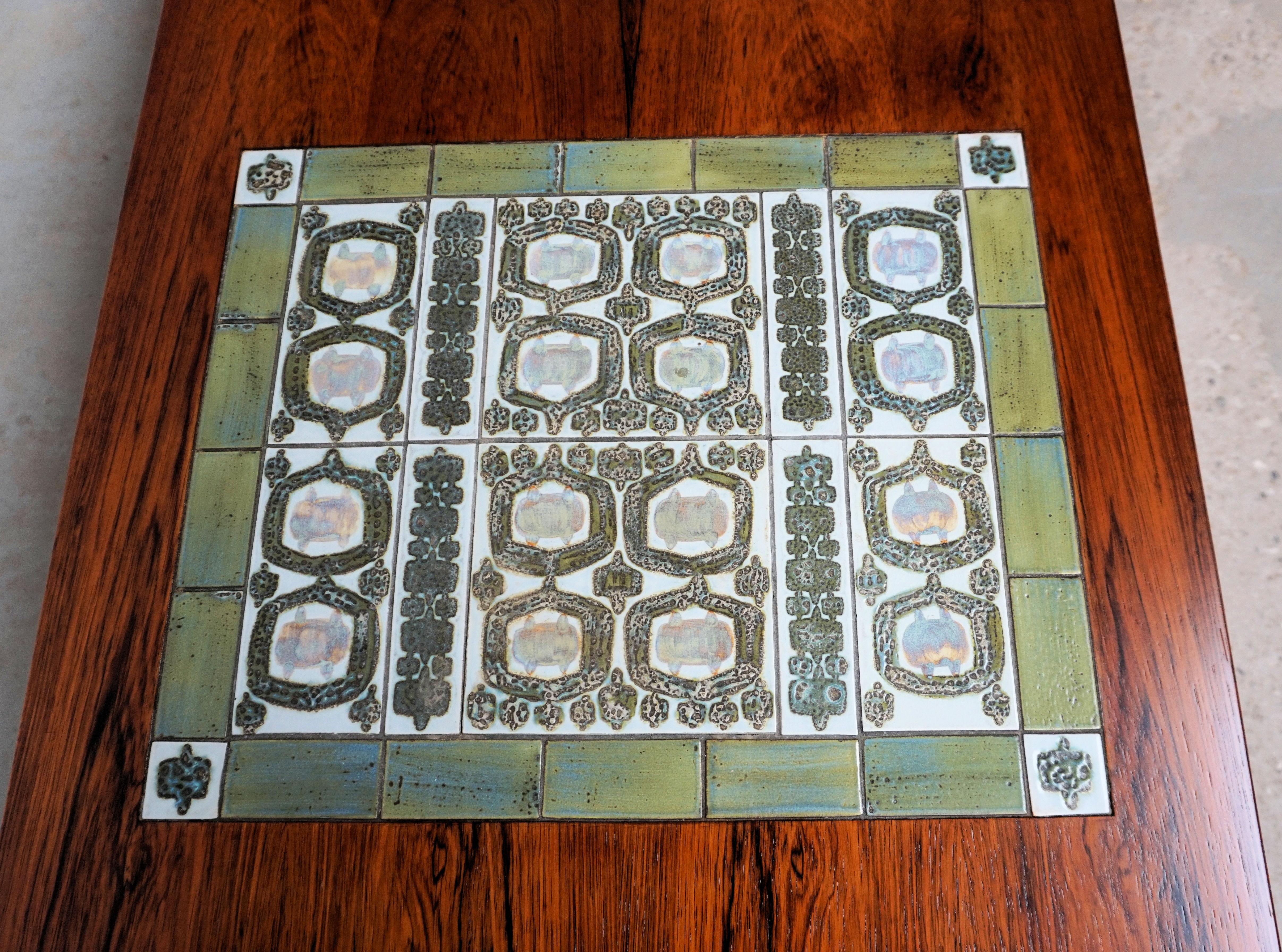 Ceramic 1960s Severin Hansen Restored Rosewood Coffee Table with Royal Copenhagen Tiles For Sale