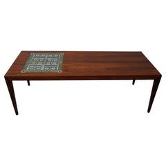 1960er Severin Hansen Restaurierter Couchtisch aus Palisanderholz mit Royal Copenhagen Kacheln