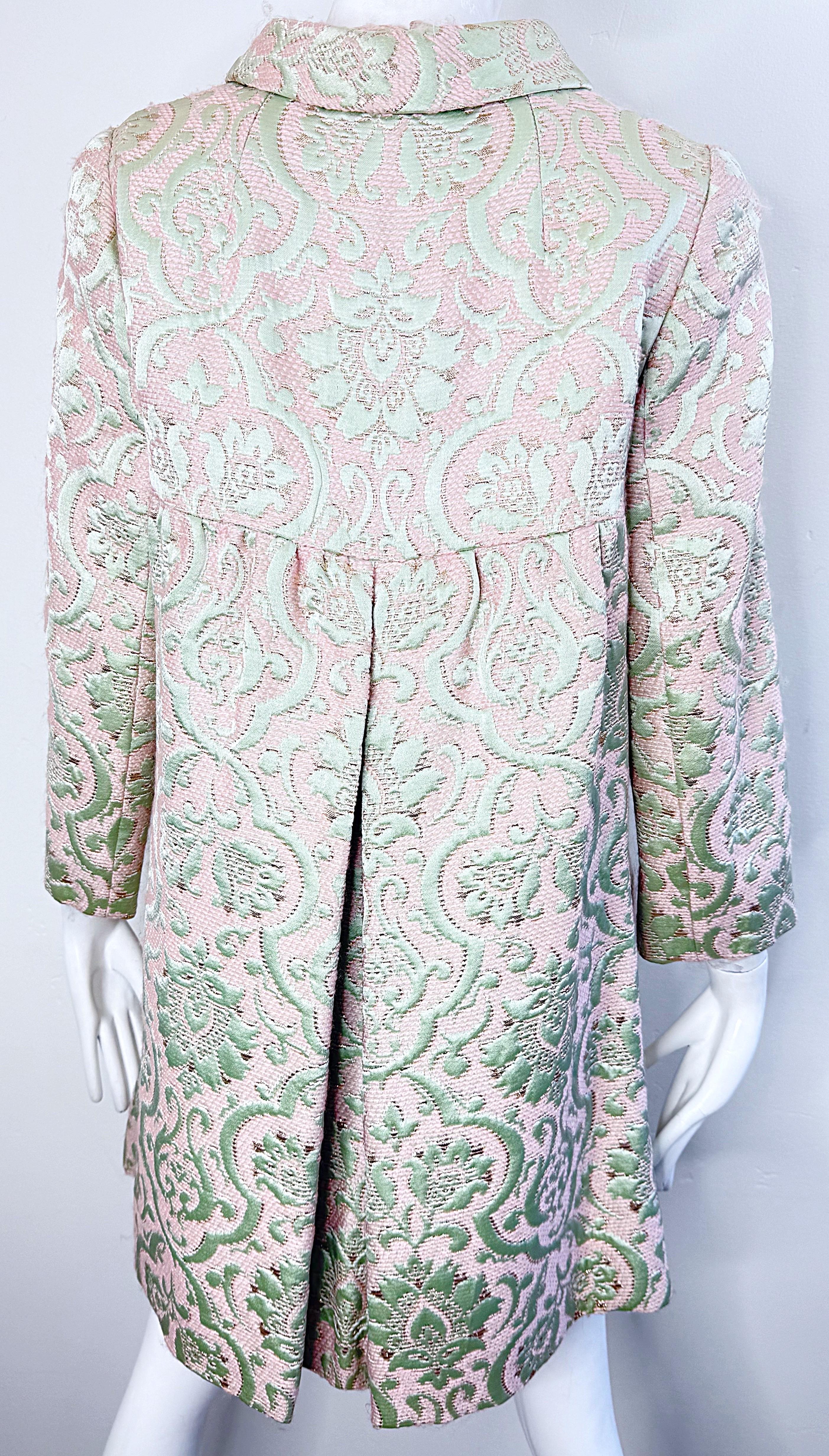 1960s Seymour Fox Pink + Ivory Silk Brocade Vintage 60s A Line Dress and Jacket 5