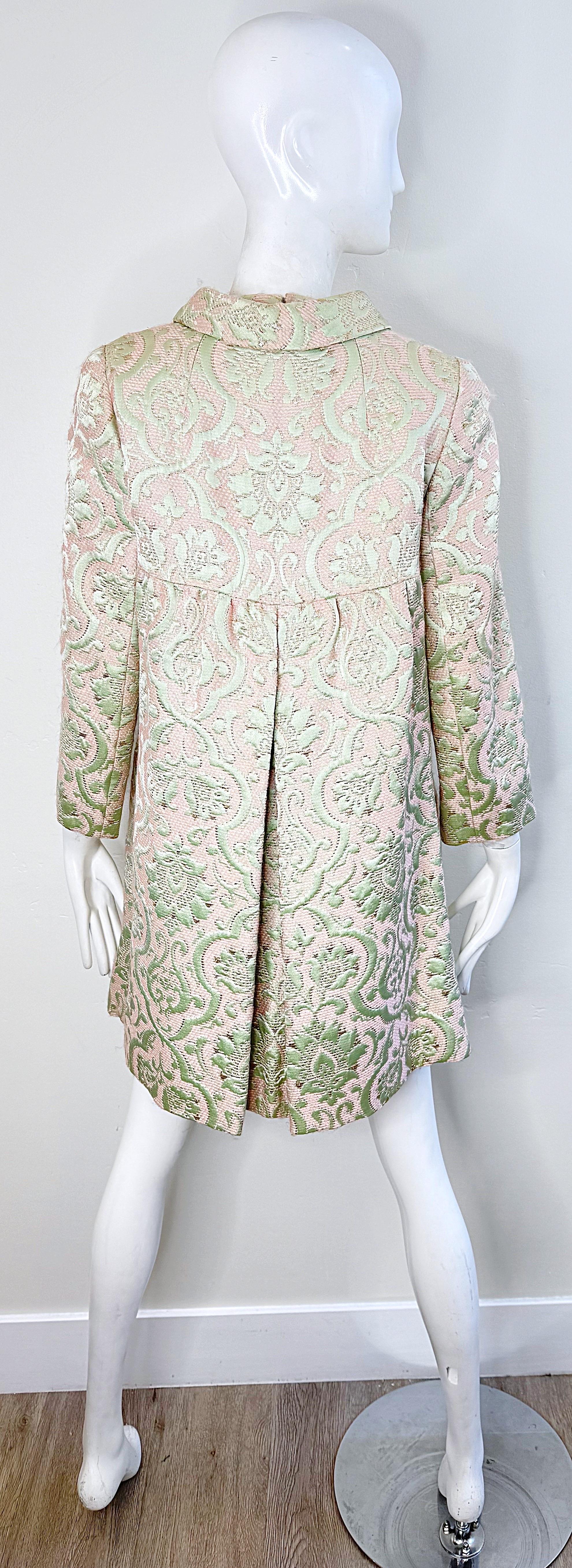 1960s Seymour Fox Pink + Ivory Silk Brocade Vintage 60s A Line Dress and Jacket 6
