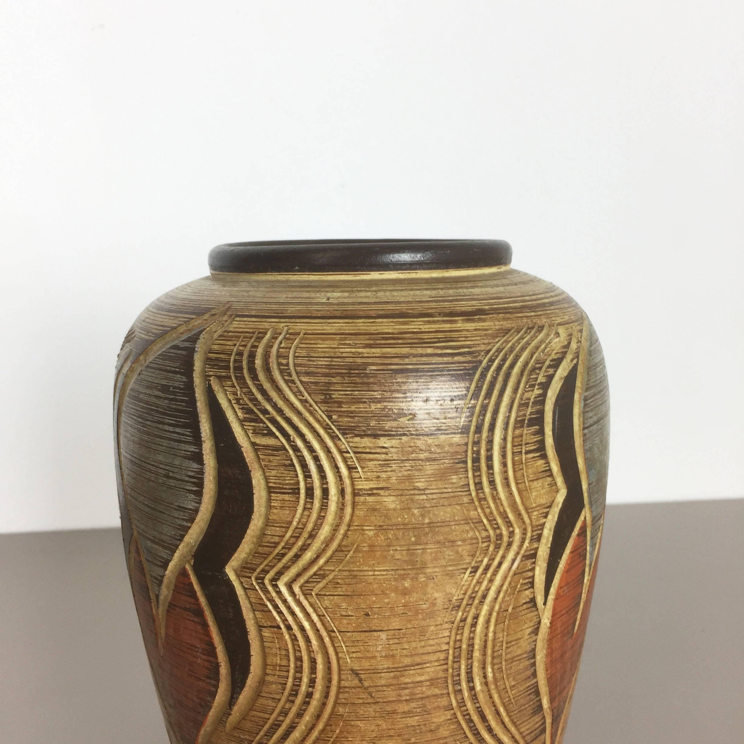 1960s Sgrafitto Ceramic Pottery Vase by Sawa Ceramic Franz Schwaderlapp, Germany 3