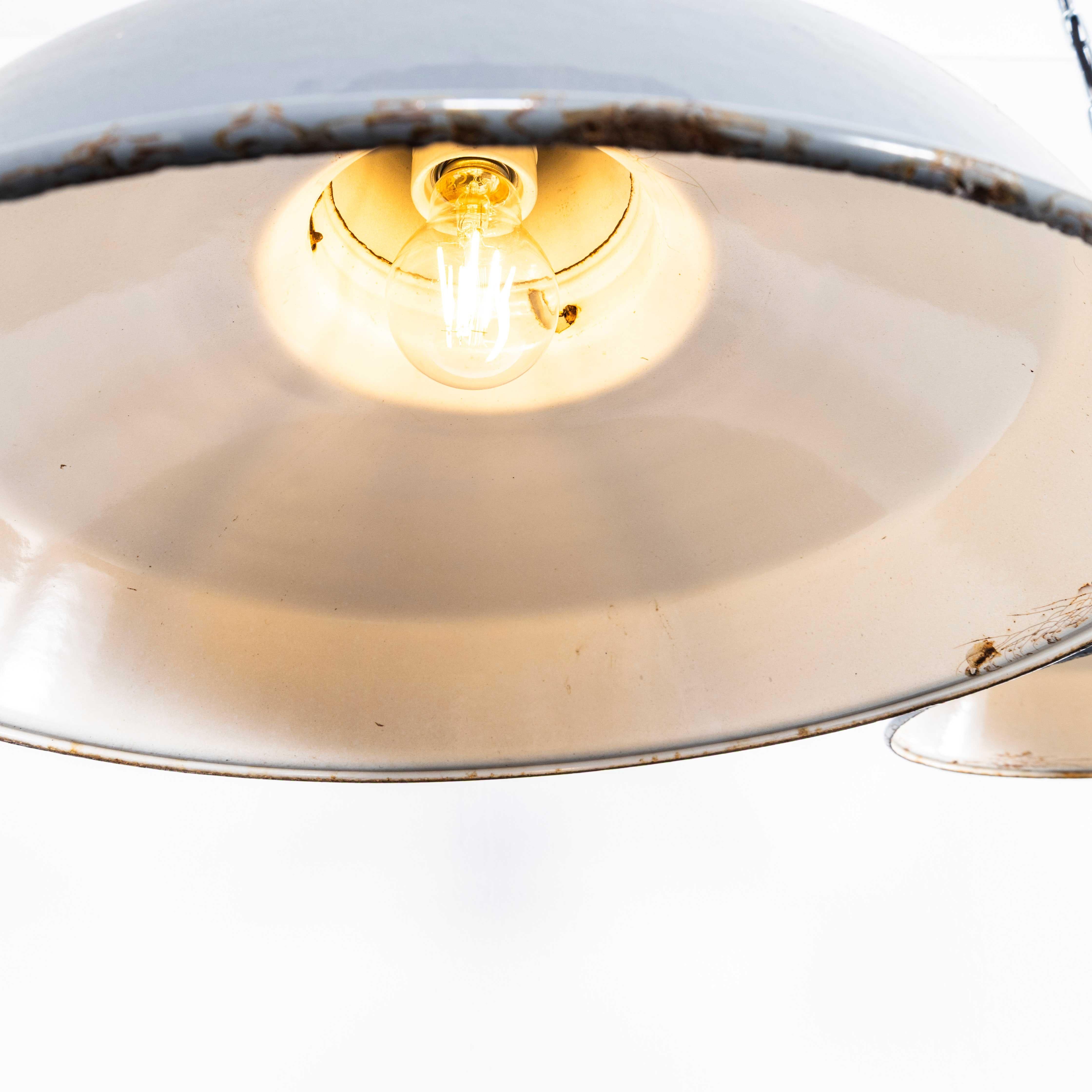 1960’s Shallow Domed GEC Enamelled Pendant Lamps – 16 Inch - Pair In Good Condition For Sale In Hook, Hampshire