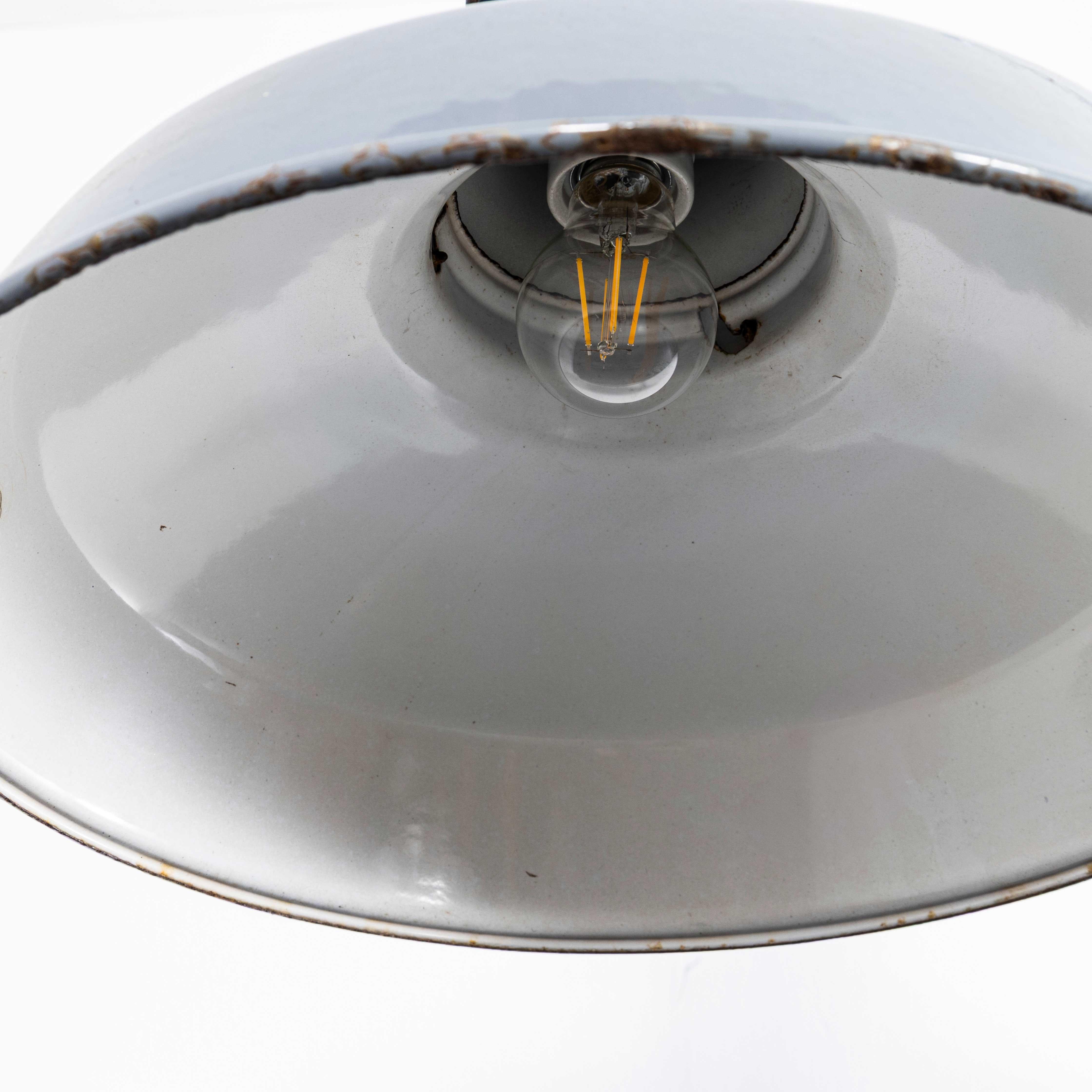 1960’s Shallow Domed GEC Enamelled Pendant Lamps – 16 Inch - Pair For Sale 1