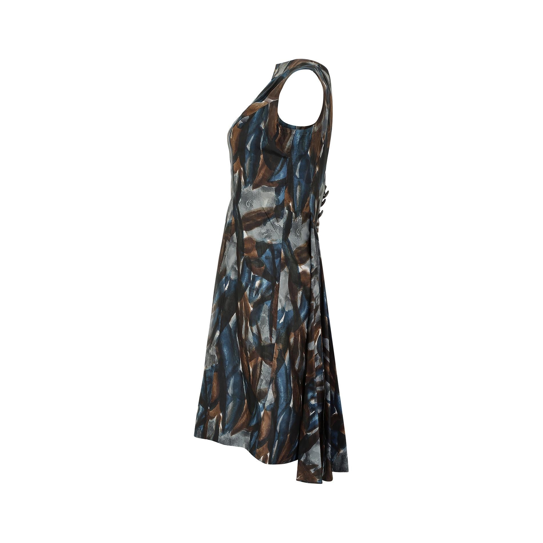 Black 1960s Sharene Creations Drop Back Silk Dress For Sale