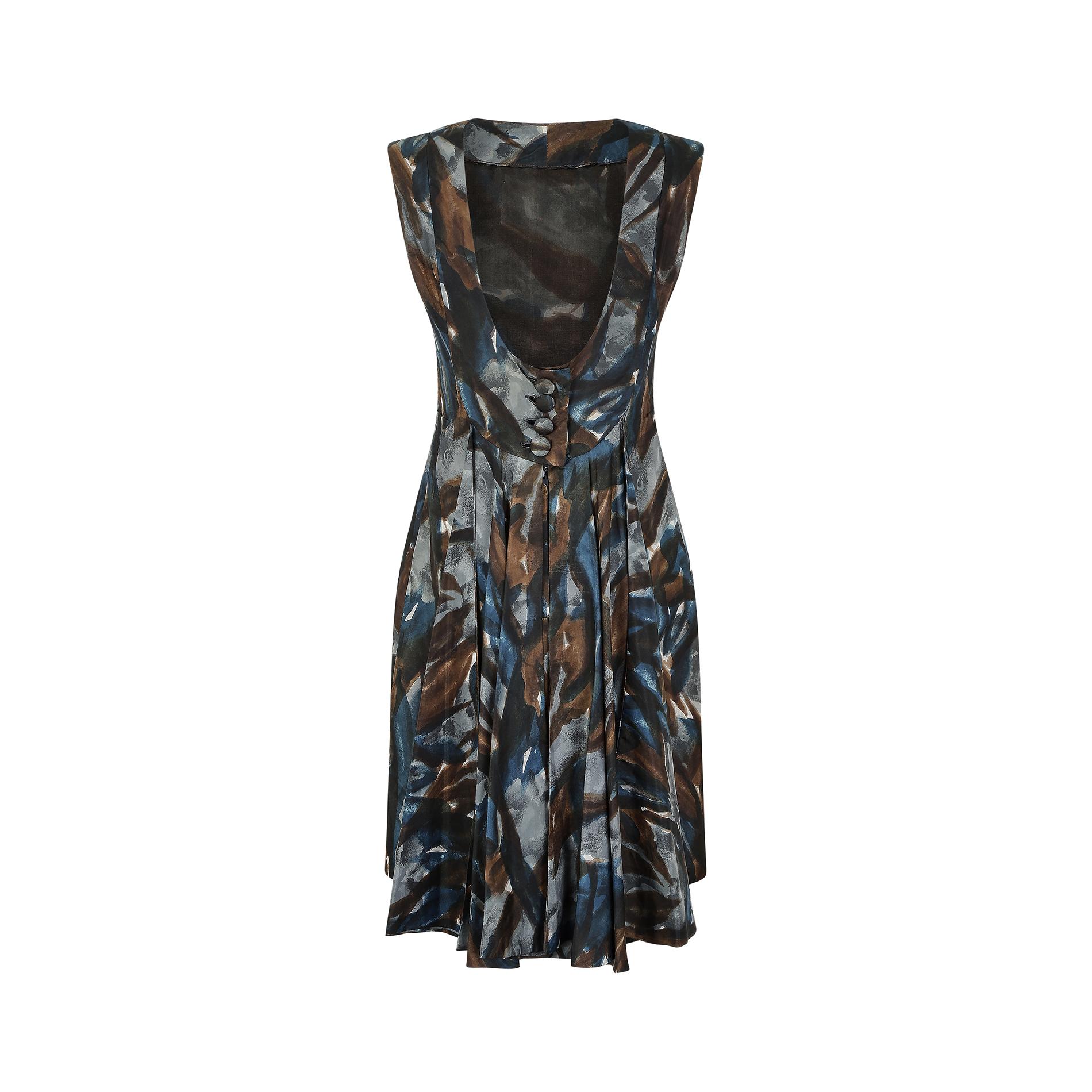 1960s Sharene Creations Drop Back Silk Dress In Excellent Condition For Sale In London, GB