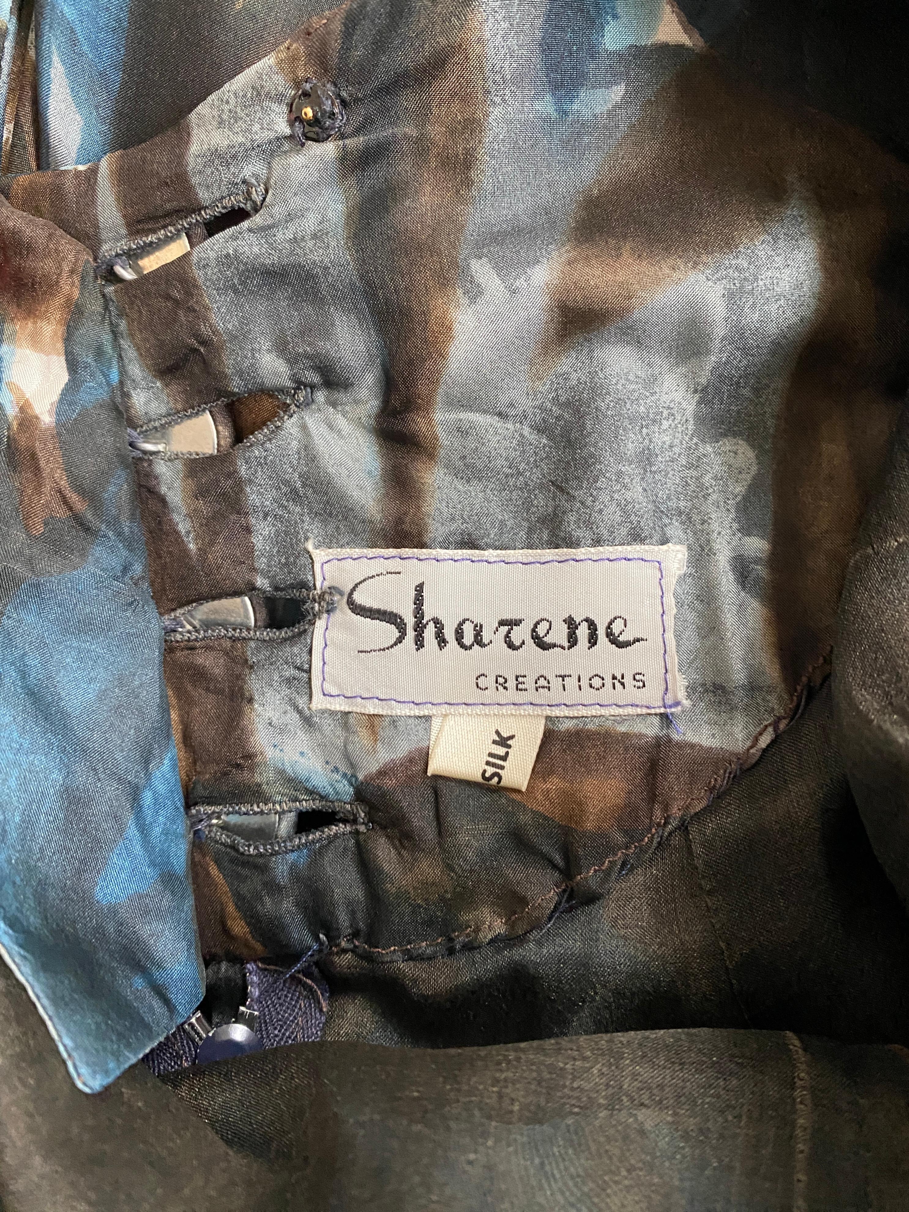 1960s Sharene Creations Drop Back Silk Dress For Sale 1