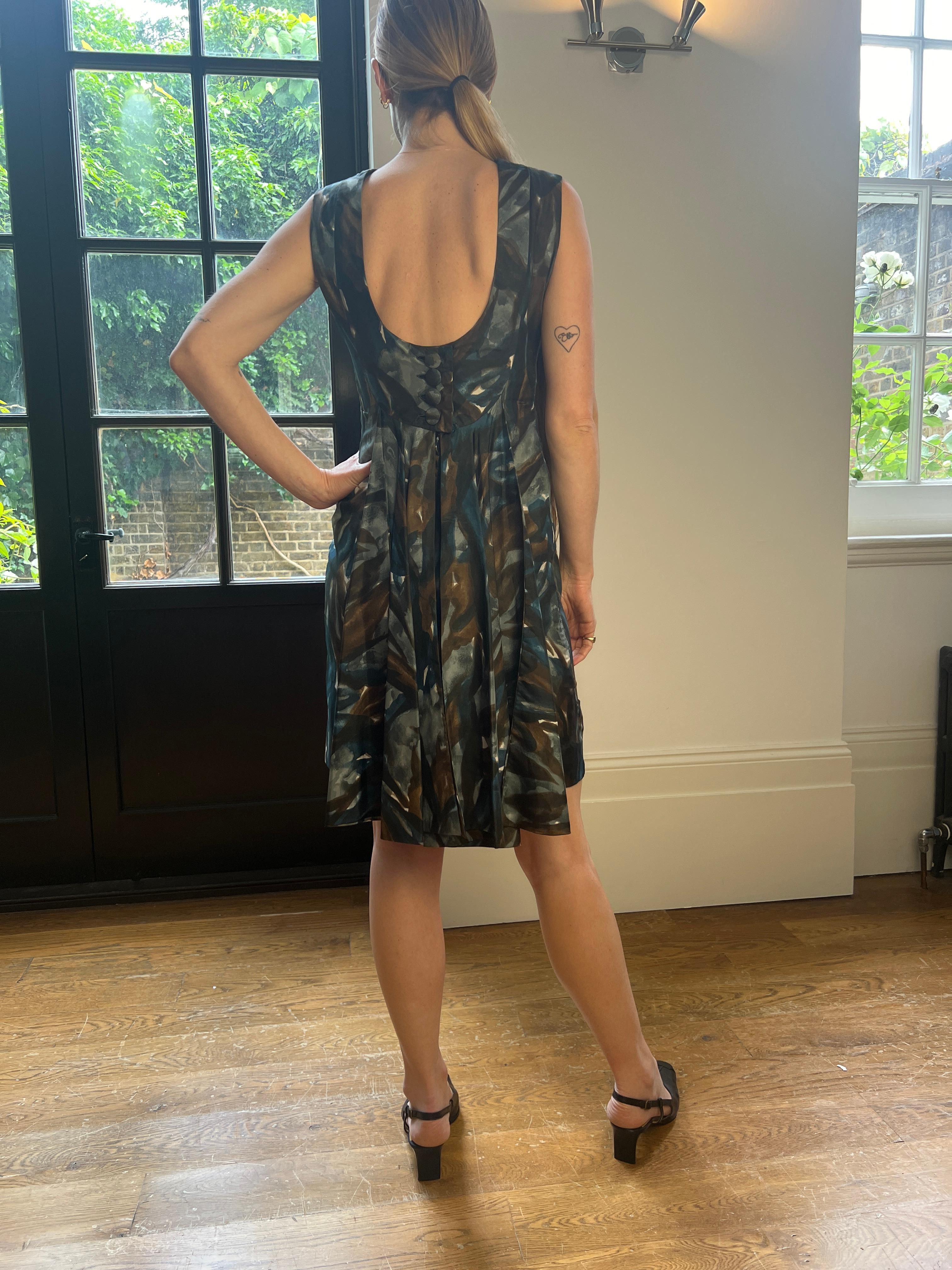 1960s Sharene Creations Drop Back Silk Dress For Sale 3