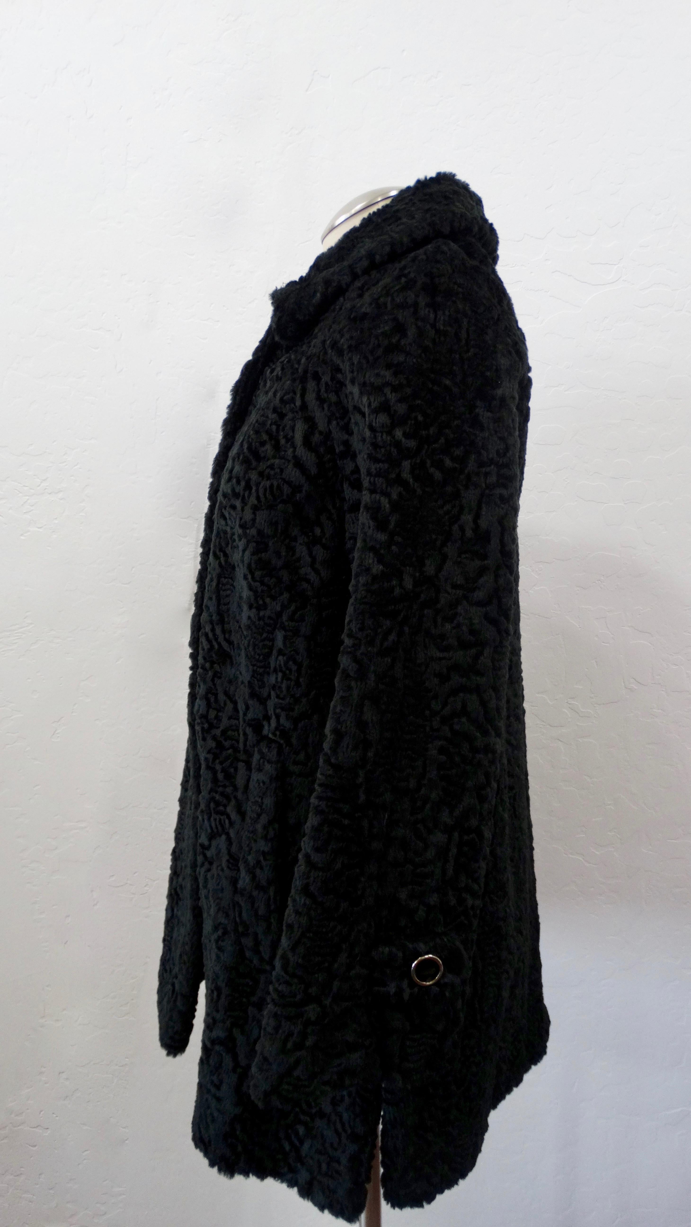 Sheared Faux Fur 1960s Pea Coat 3