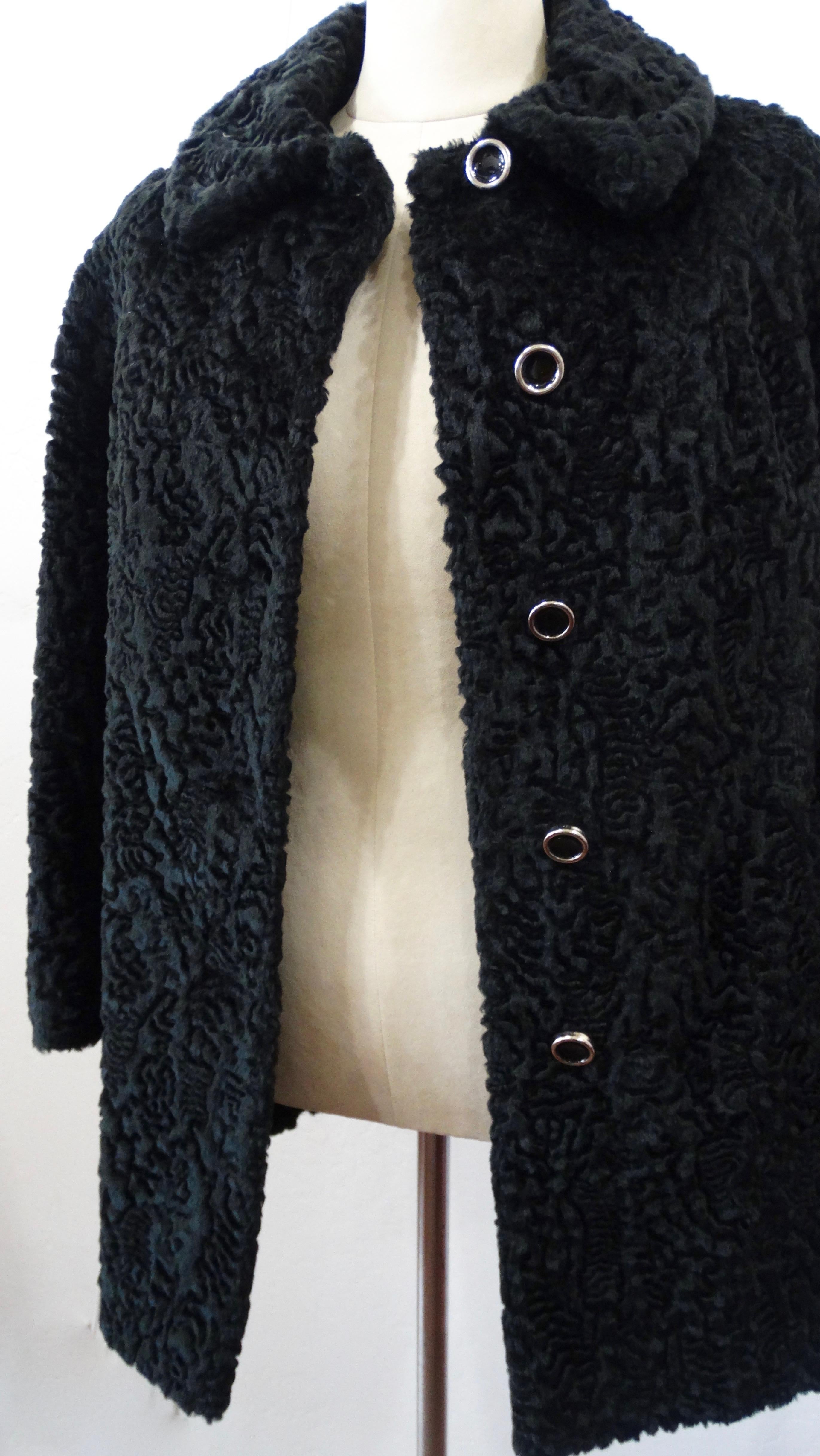 Sheared Faux Fur 1960s Pea Coat 5