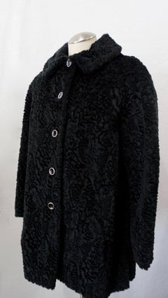 Sheared Faux Fur 1960s Pea Coat