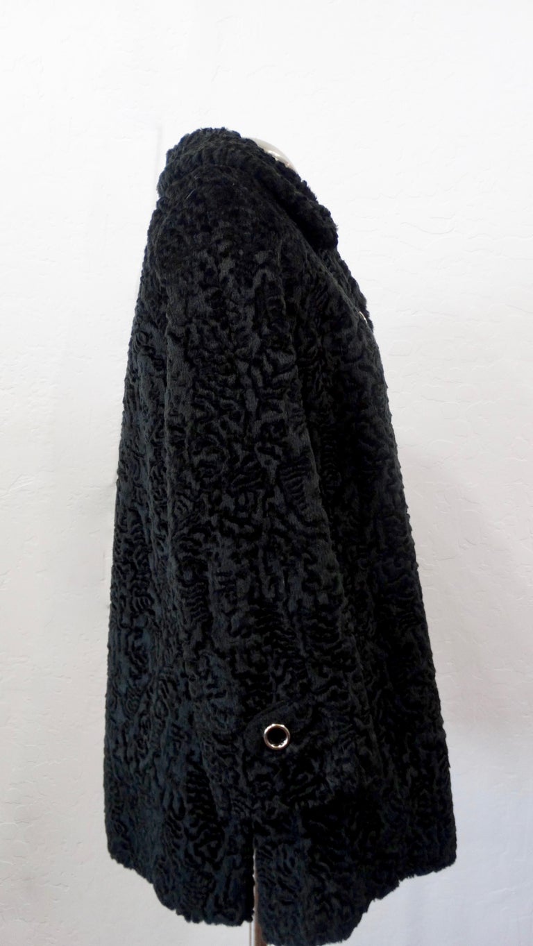 Women's or Men's Sheared Faux Fur 1960s Pea Coat For Sale