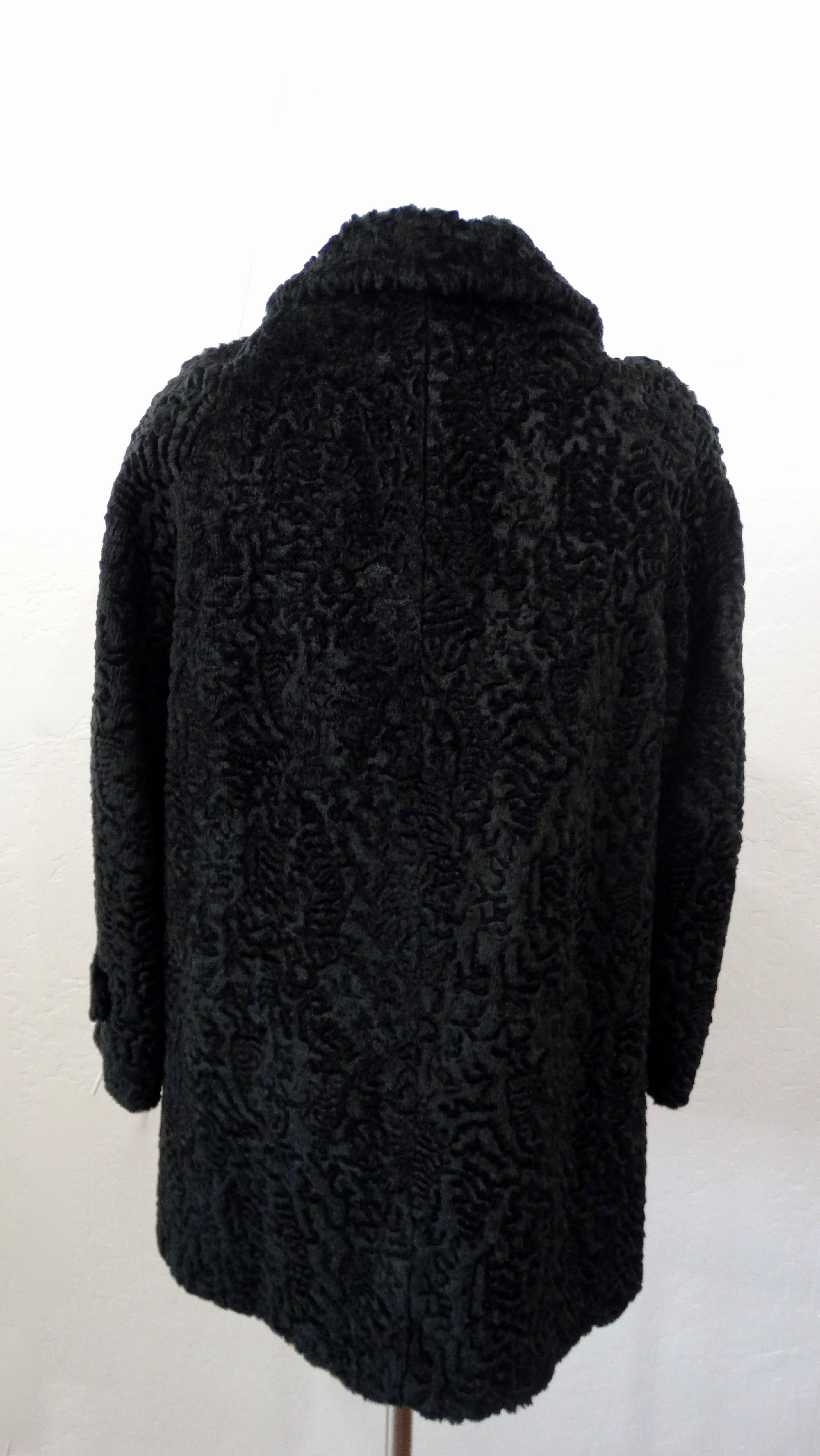 Sheared Faux Fur 1960s Pea Coat In Good Condition In Scottsdale, AZ