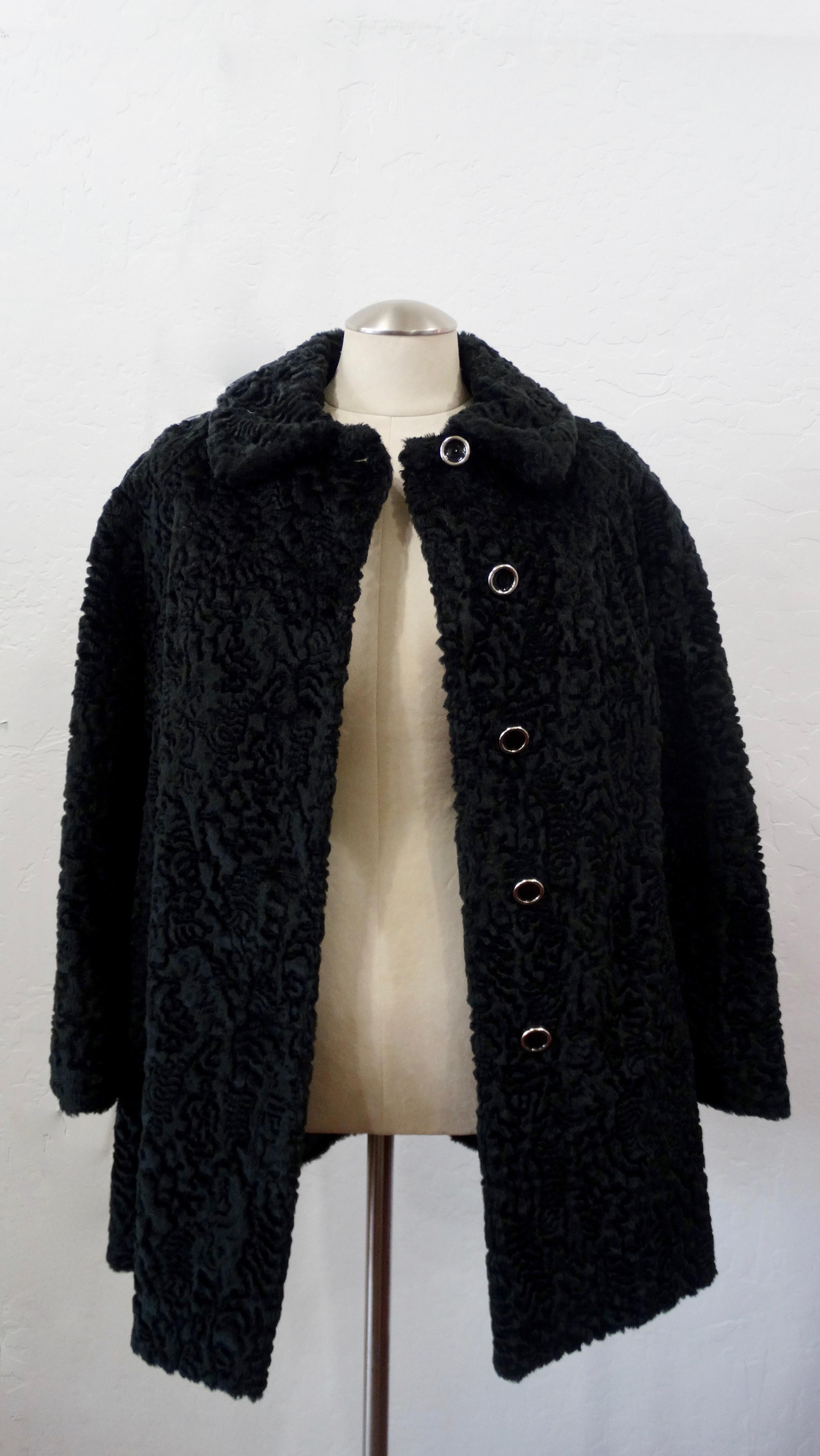 Sheared Faux Fur 1960s Pea Coat 1