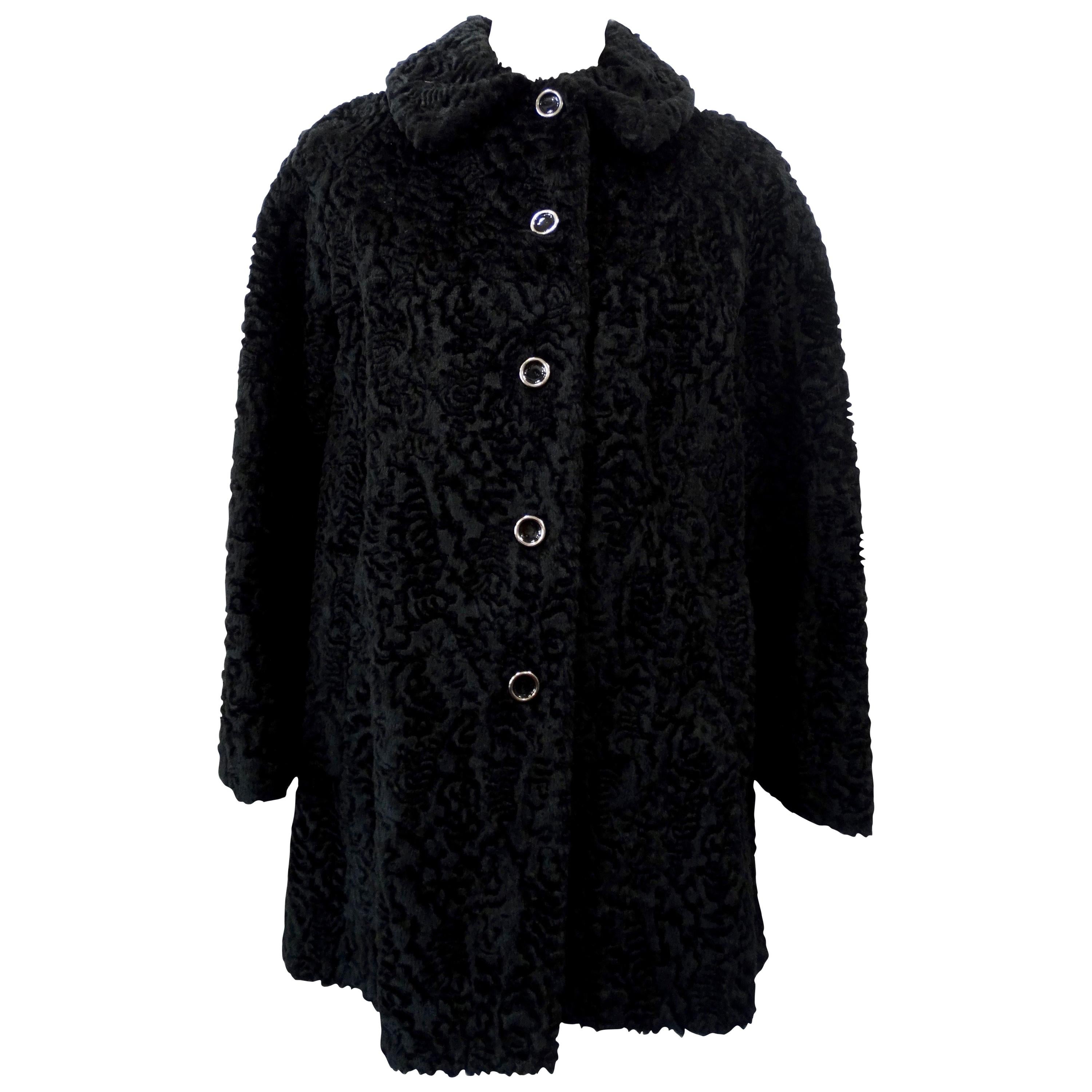 Sheared Faux Fur 1960s Pea Coat