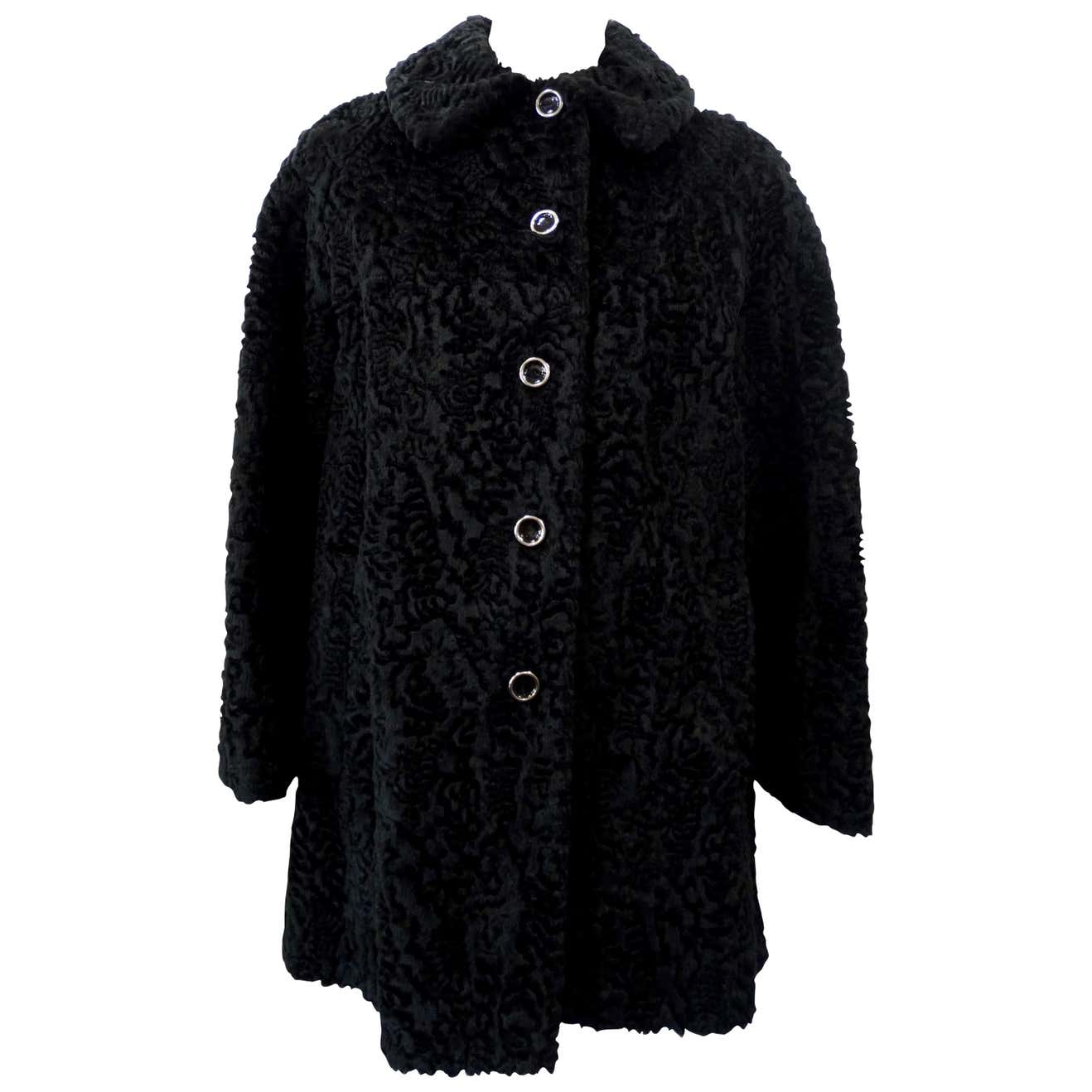 Sheared Faux Fur 1960s Pea Coat For Sale at 1stDibs