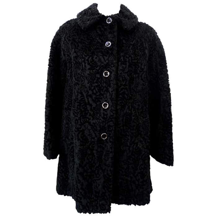 Sheared Faux Fur 1960s Pea Coat For Sale at 1stDibs | faux fur pea coat