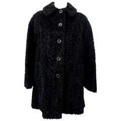 Vintage Sheared Faux Fur 1960s Pea Coat