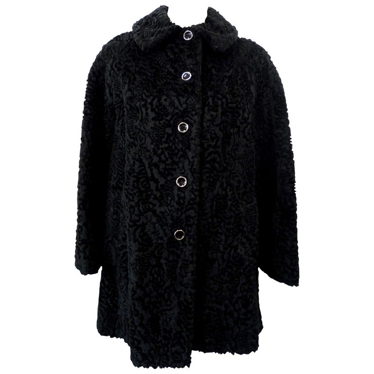 Sheared Faux Fur 1960s Pea Coat For Sale