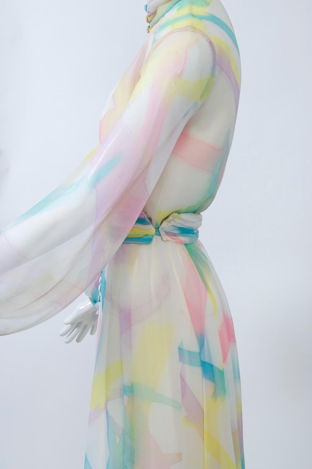1960s Sheer Watercolor Gown 3