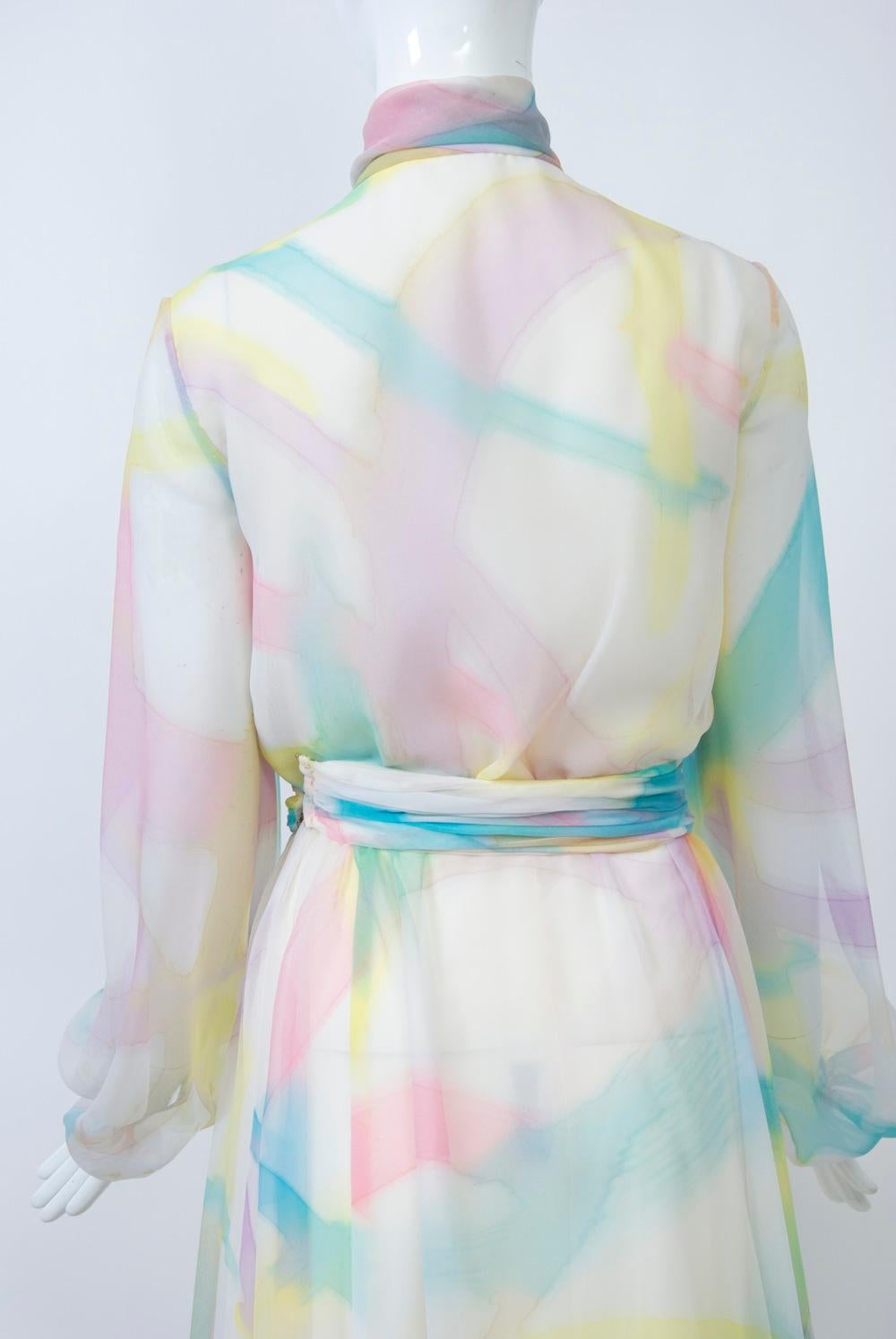 1960s Sheer Watercolor Gown 5