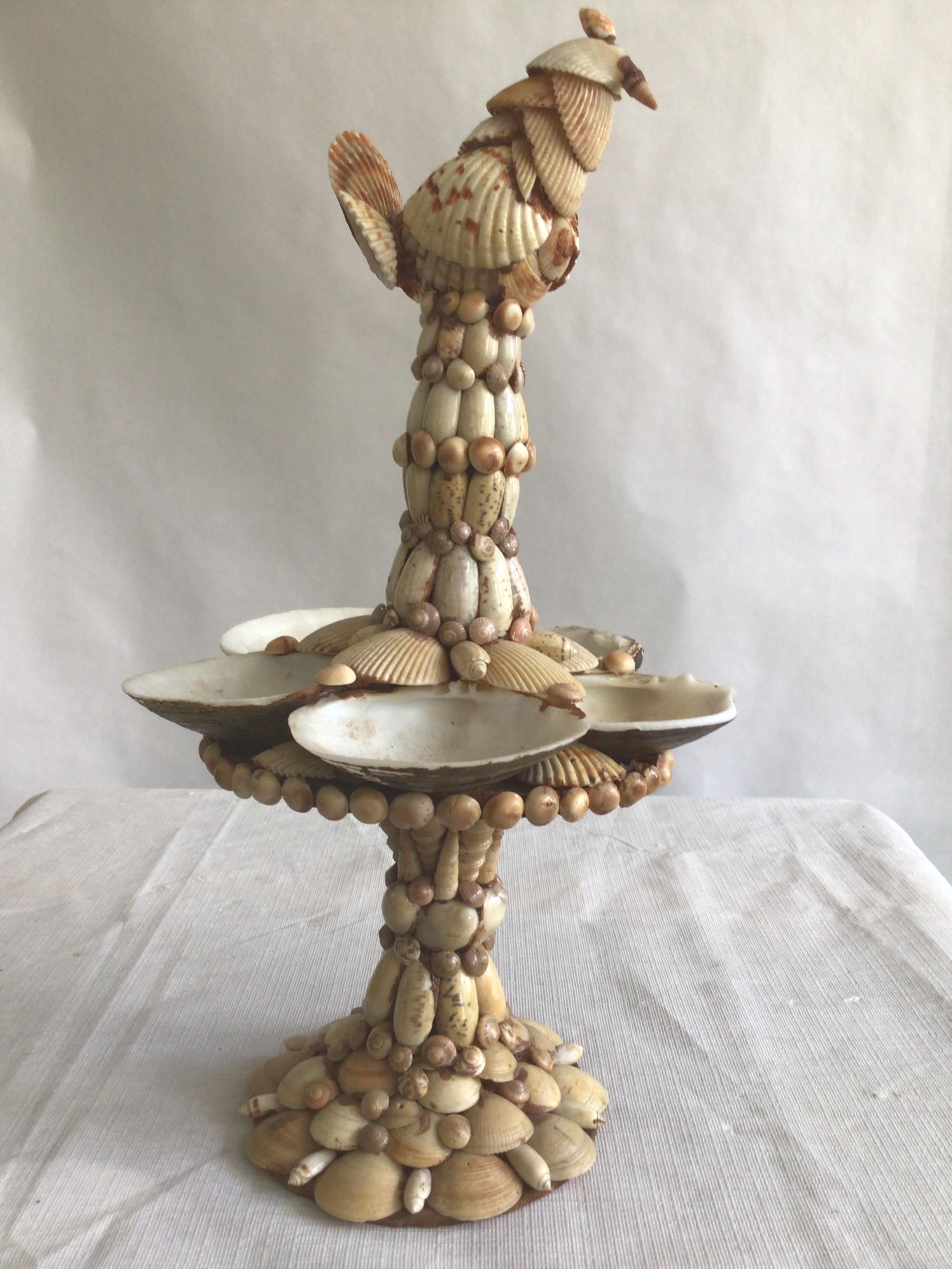 Hand-Crafted 1960s Shell Bird Sculpture For Sale