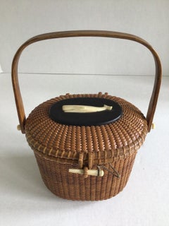 Sherwin Boyer Nantucket Korb mit Deckel und Henkel mit Griff, 1960er Jahre