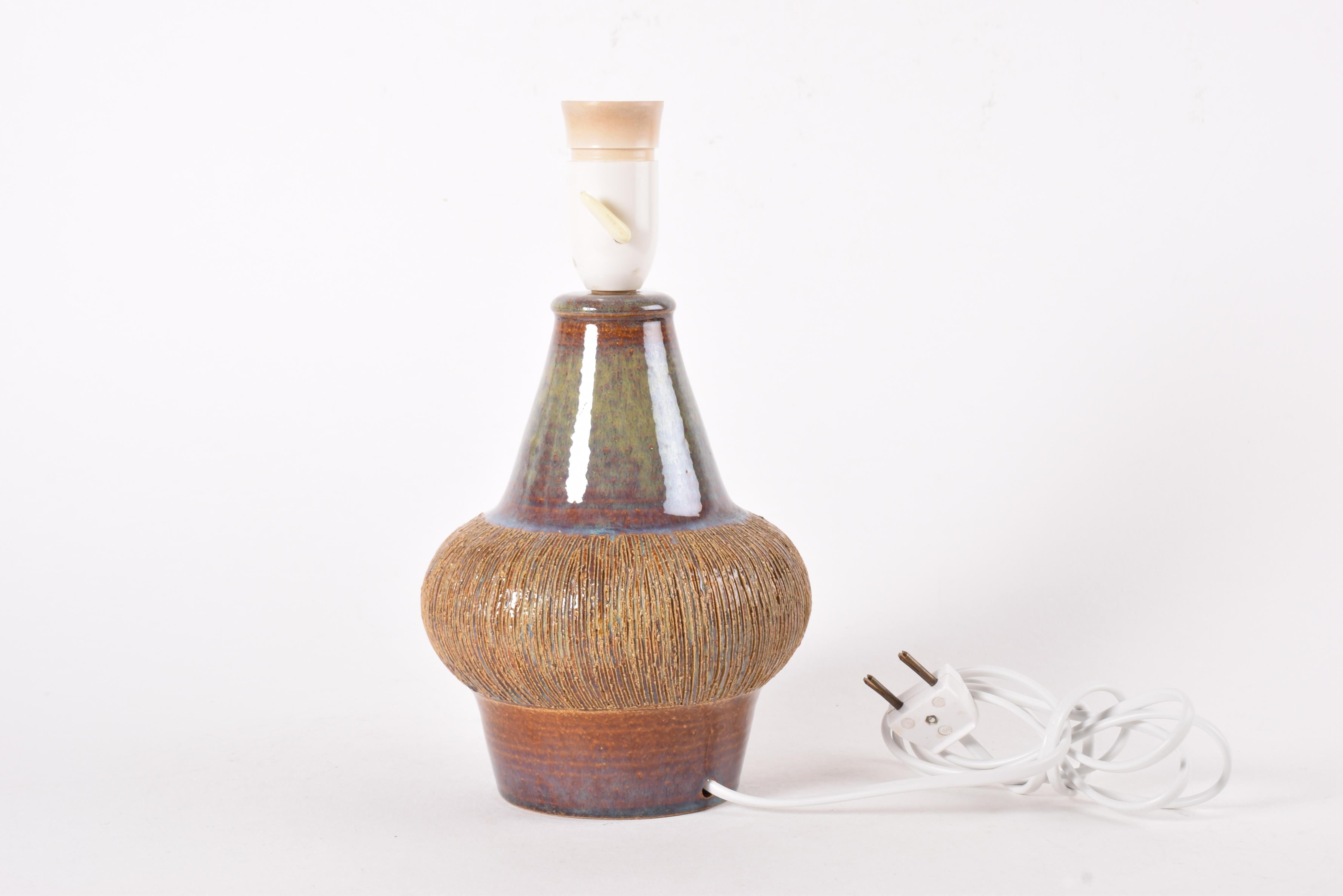 Ceramic 1960s Søholm Sculptural Table Lamp Budded with Brown Stripes, Danish Mid-century For Sale