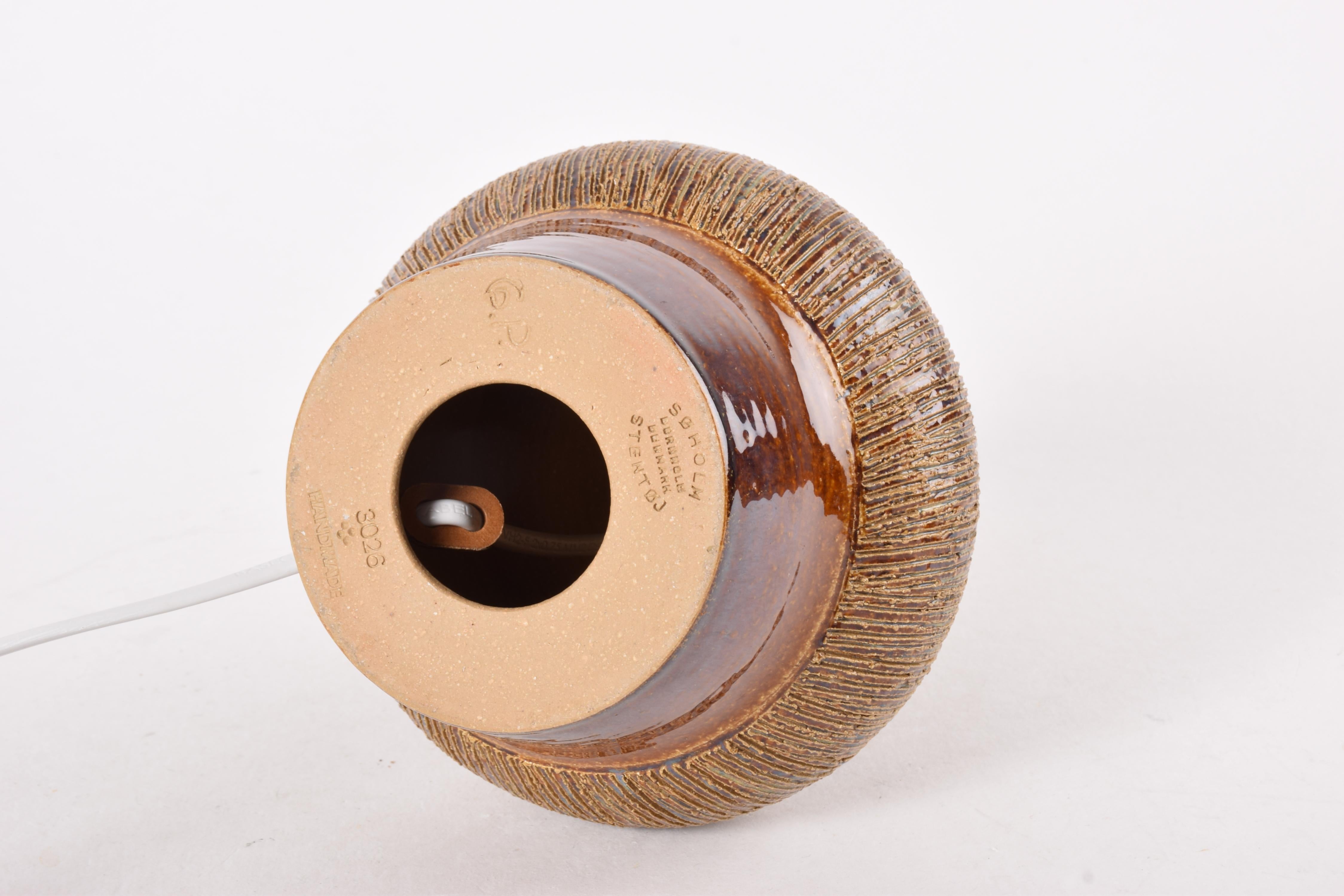 1960s Søholm Sculptural Table Lamp Budded with Brown Stripes, Danish Mid-century For Sale 2