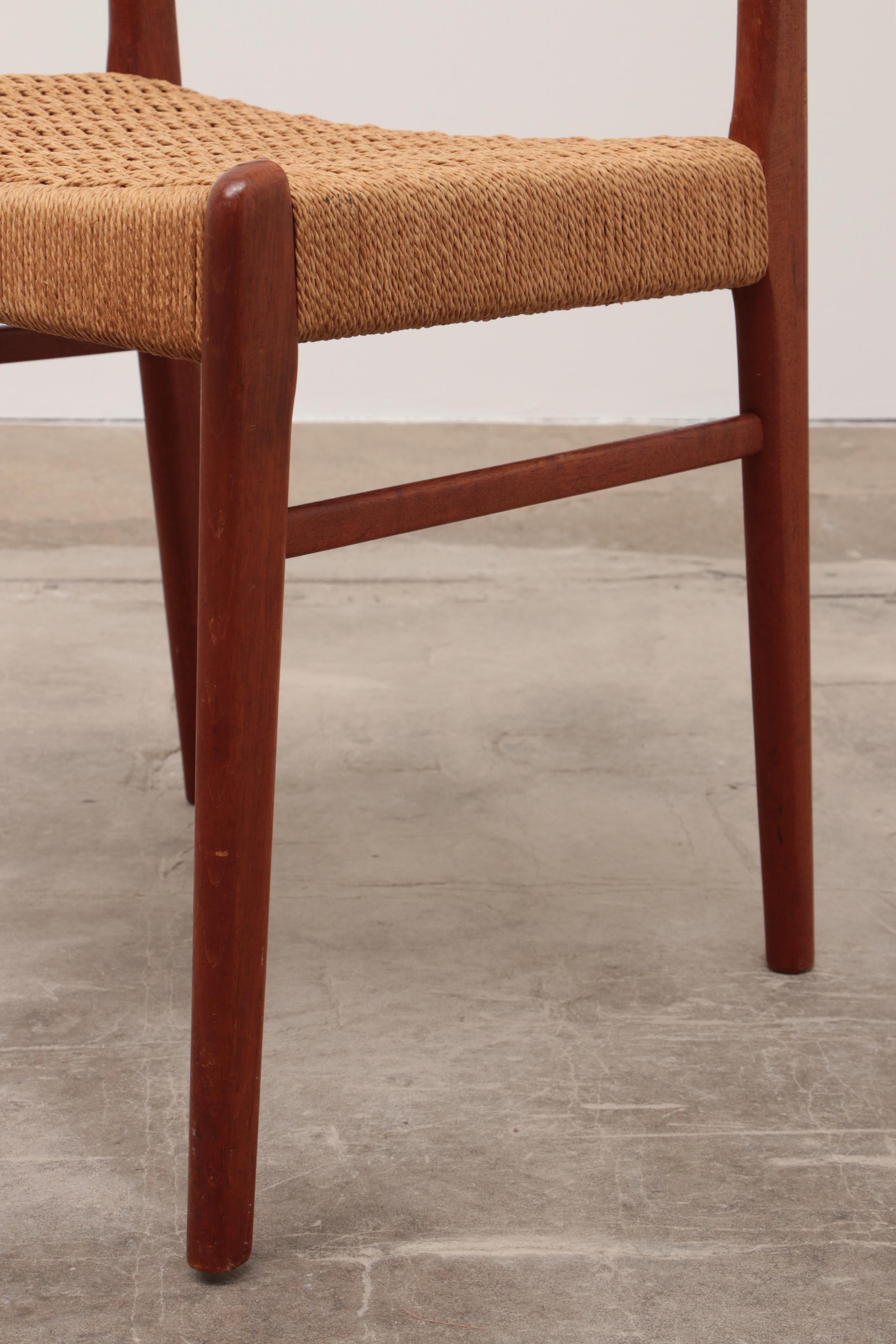 Papercord 1960s Side / Dining Chair by Glyngøre Stolefabrik, Denmark For Sale