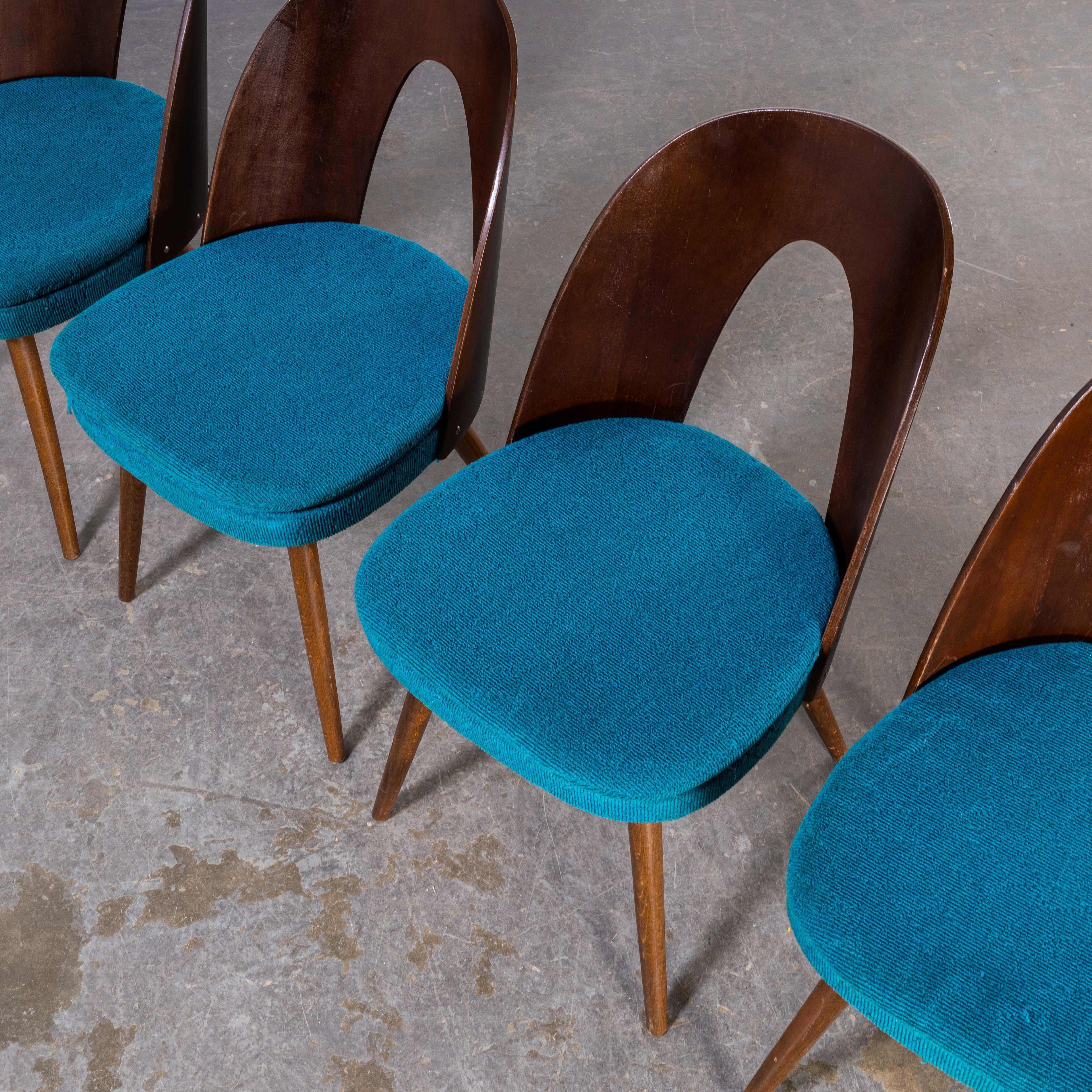Czech 1960's Side, Dining Chairs by Antonin Suman for Ton, Set of Four