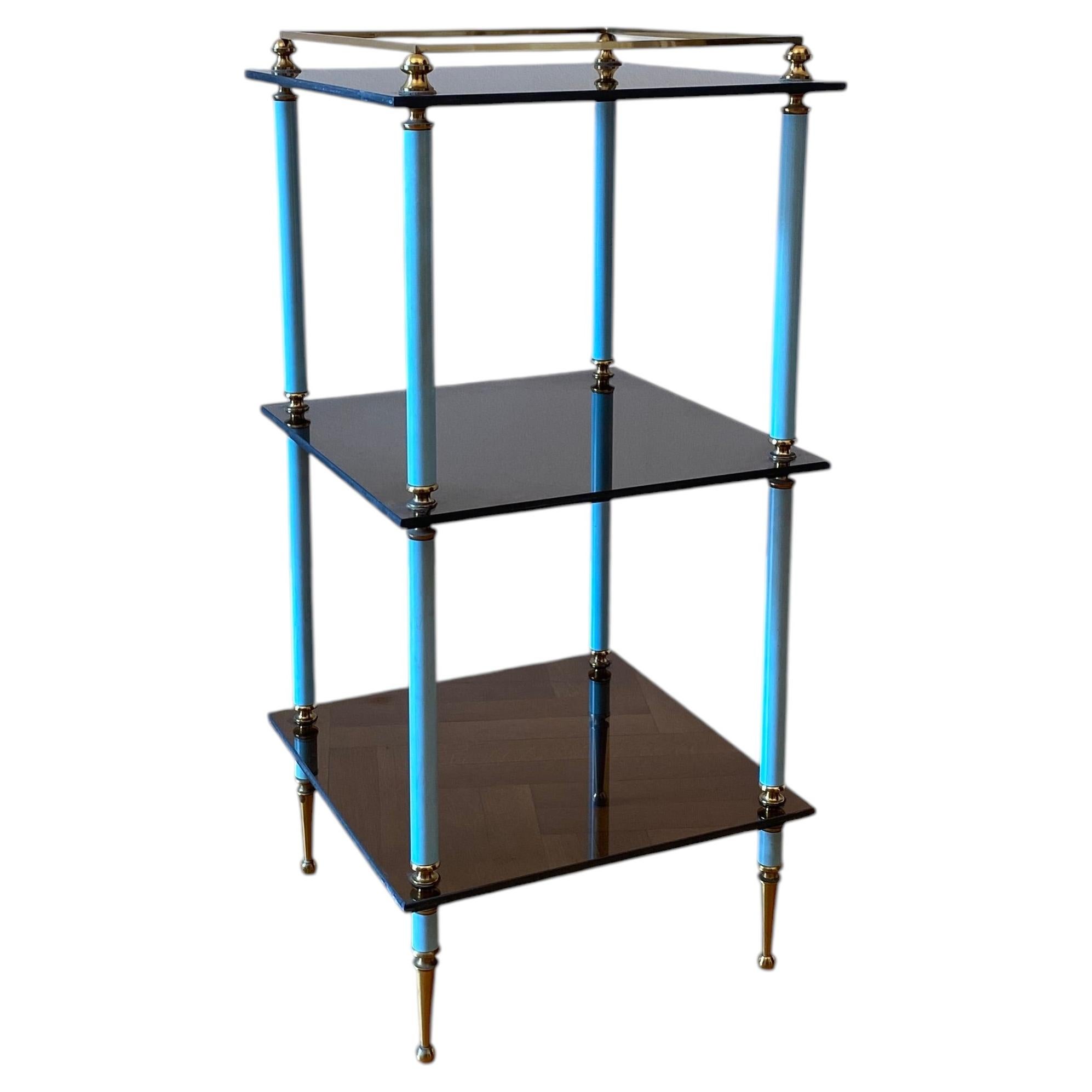1960s Side Table Brass Table Smoked Glass Hollywood Regency Italian