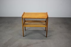 1960s Czechoslovak Oak Side Table with Slatted Shelf