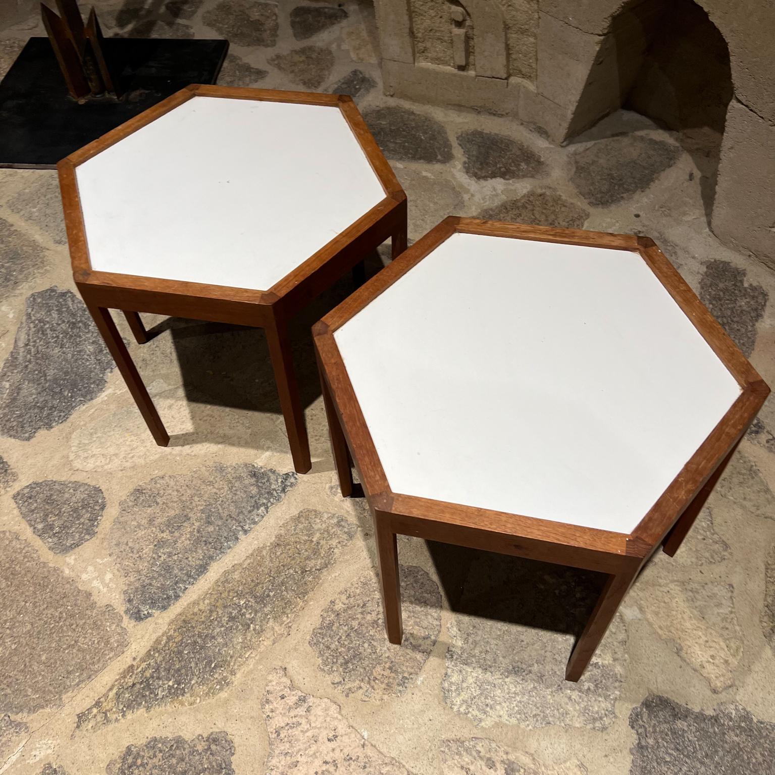 1960s Side Tables by Hans Andersen Teak and Formica Hexagon Denmark In Good Condition For Sale In Chula Vista, CA