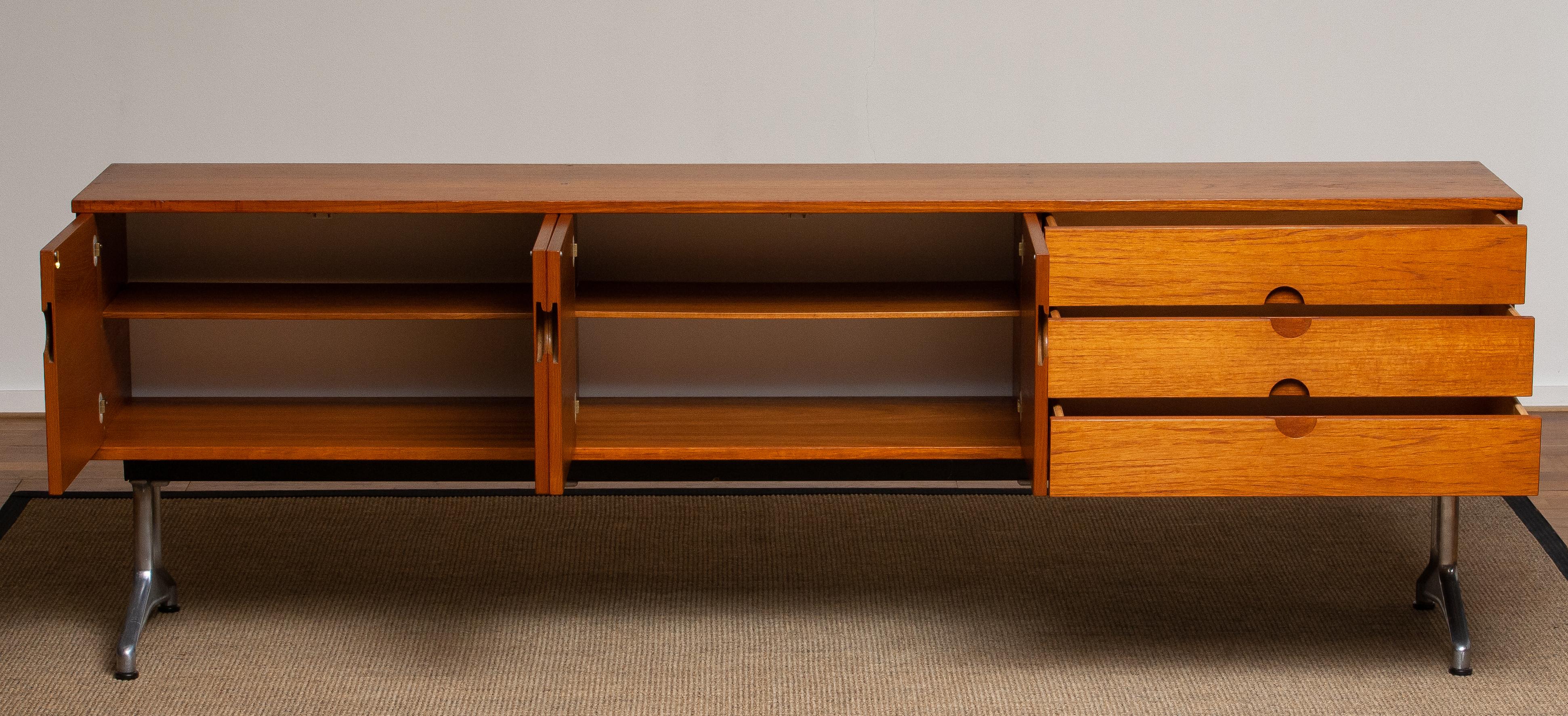 1960s Sideboard / Credenzas in Teak on a Aluminum Stand by Pertti Salmi, Norway In Good Condition In Silvolde, Gelderland
