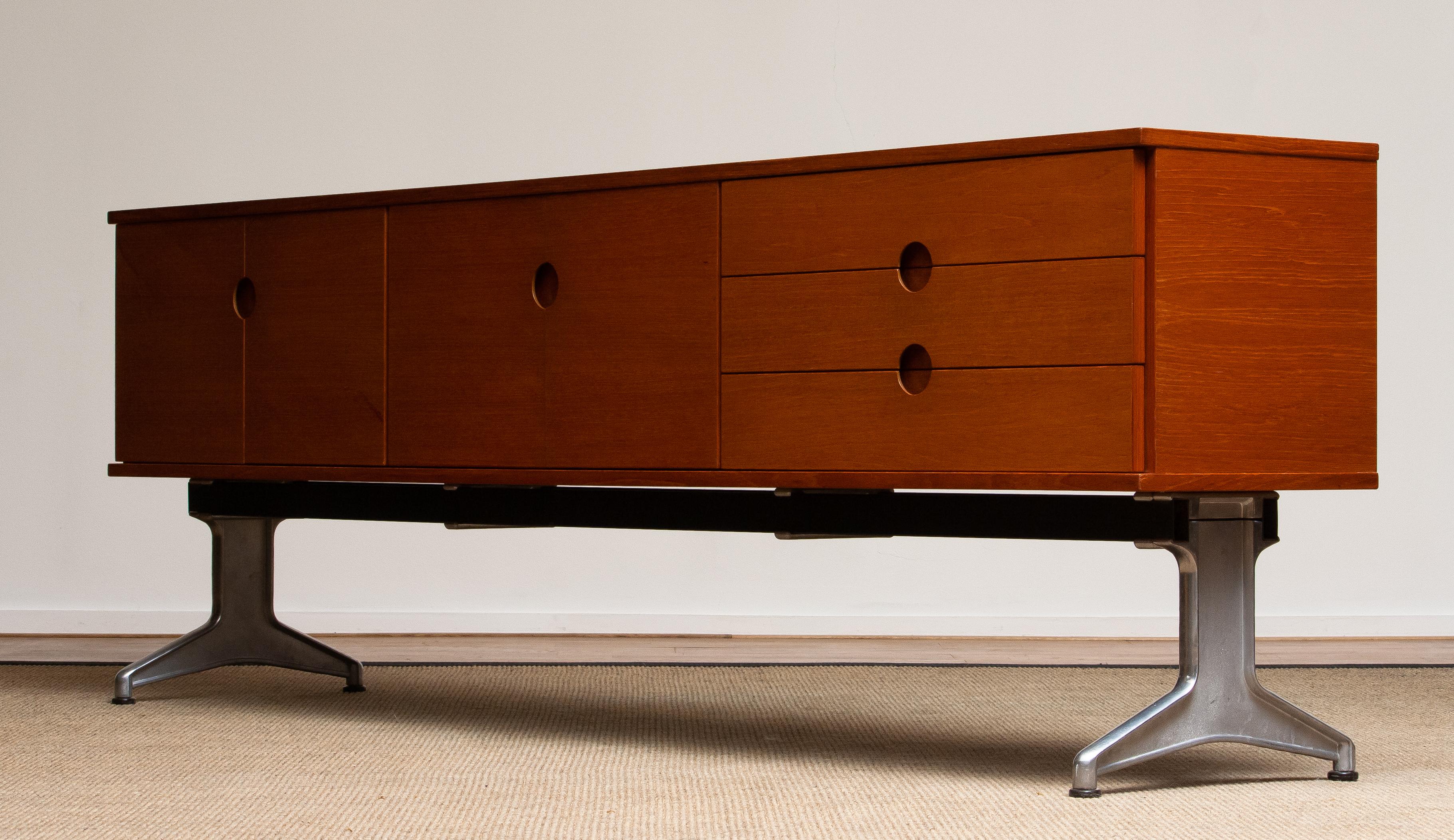 Mid-20th Century 1960s Sideboard / Credenzas in Teak on a Aluminum Stand by Pertti Salmi, Norway