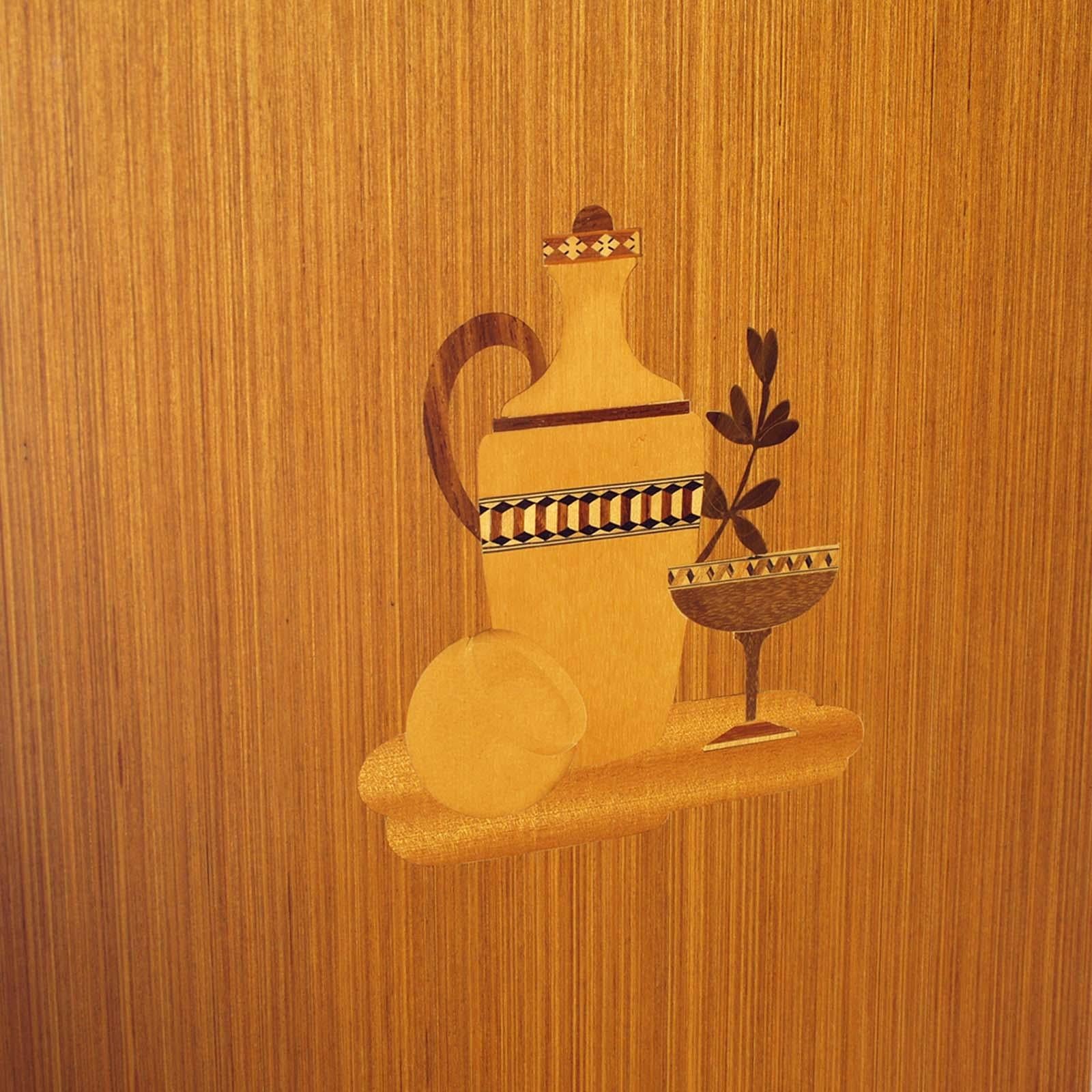 Impiallacciato Credenza anni '60 La Permanente Mobili Cantù in palissandro impiallacciato con intarsi in acero in vendita