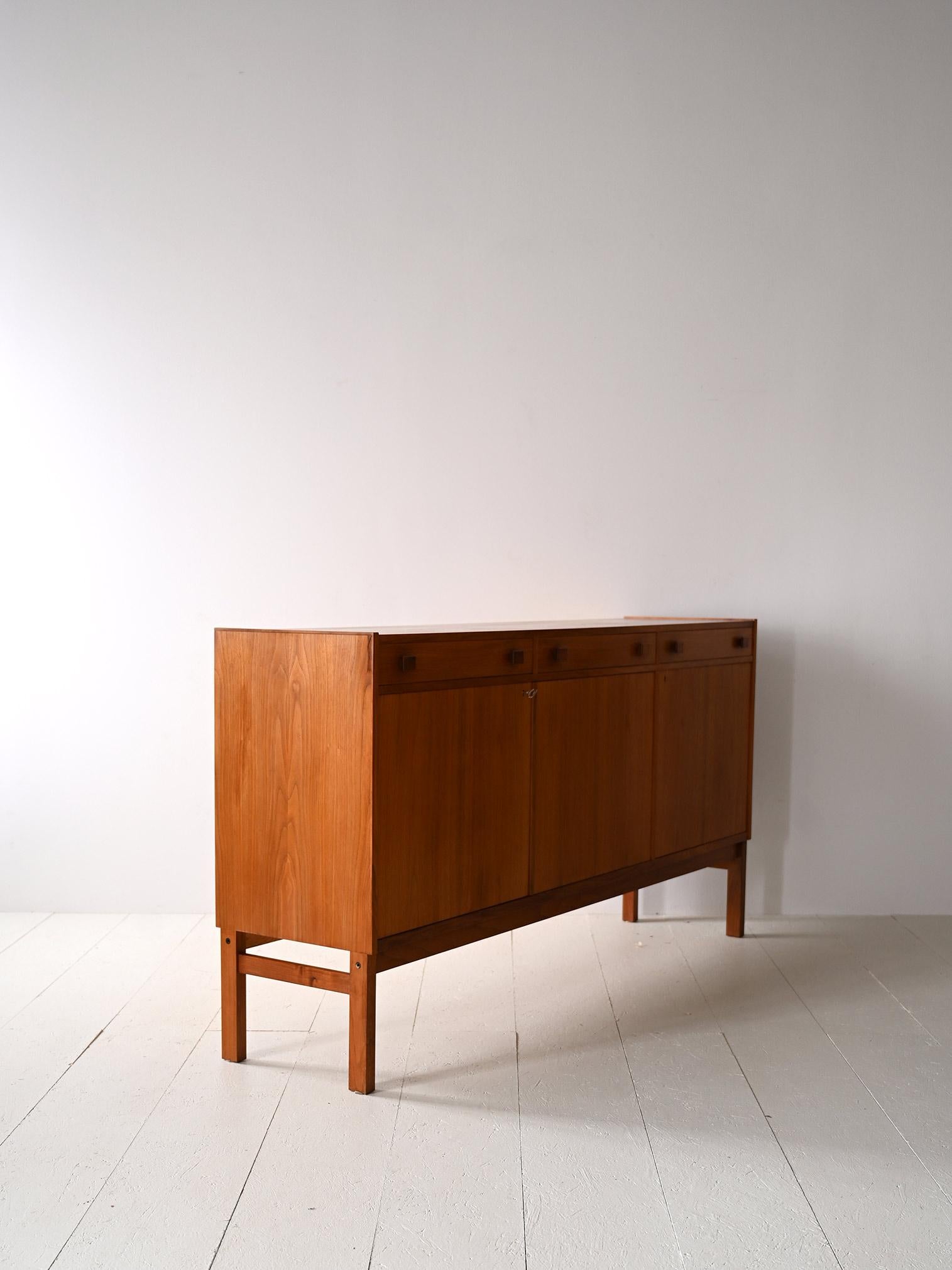 Scandinavian 1960s sideboard with three high drawers For Sale
