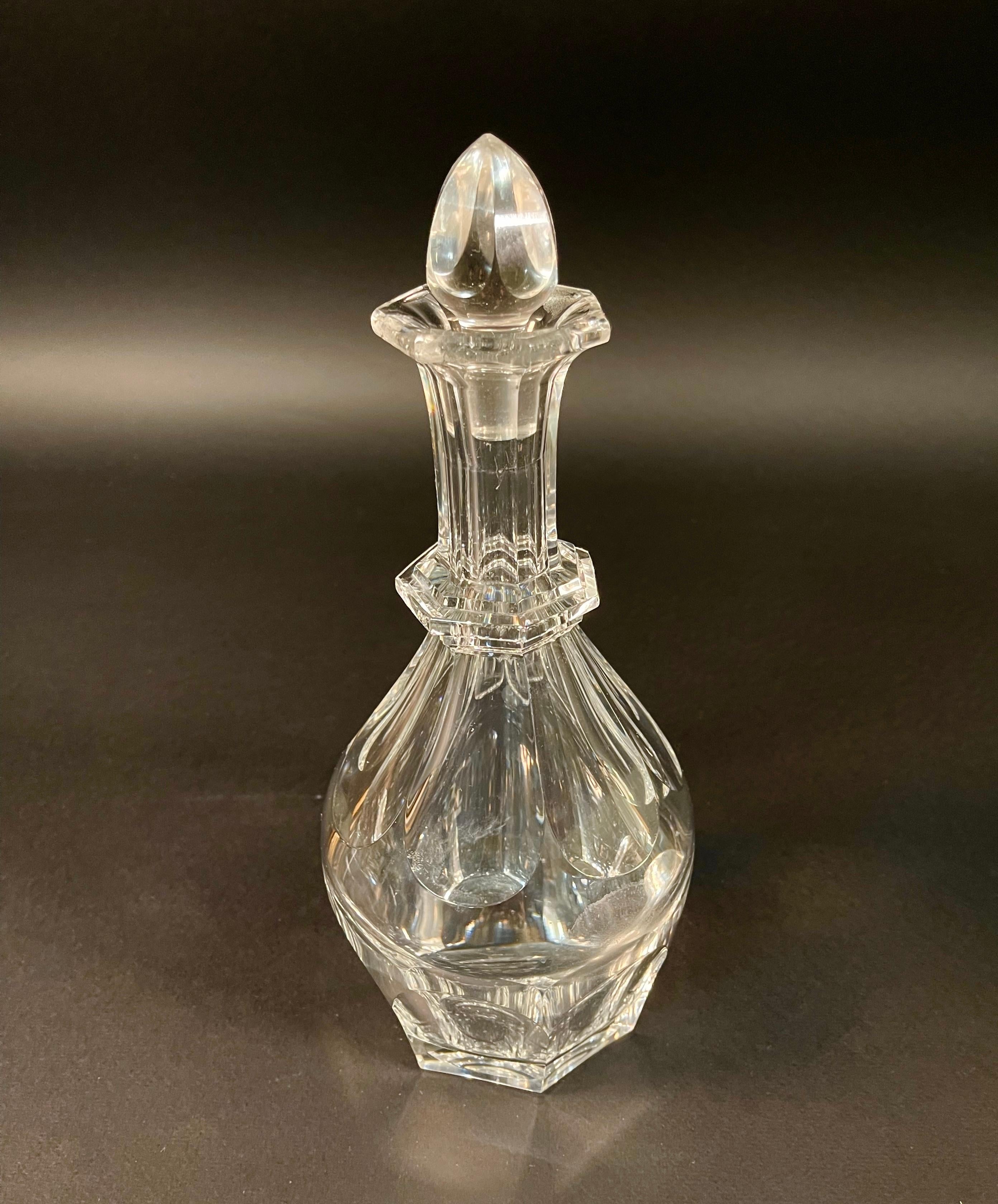 1960s Signed French Baccarat Crystal Bottle
