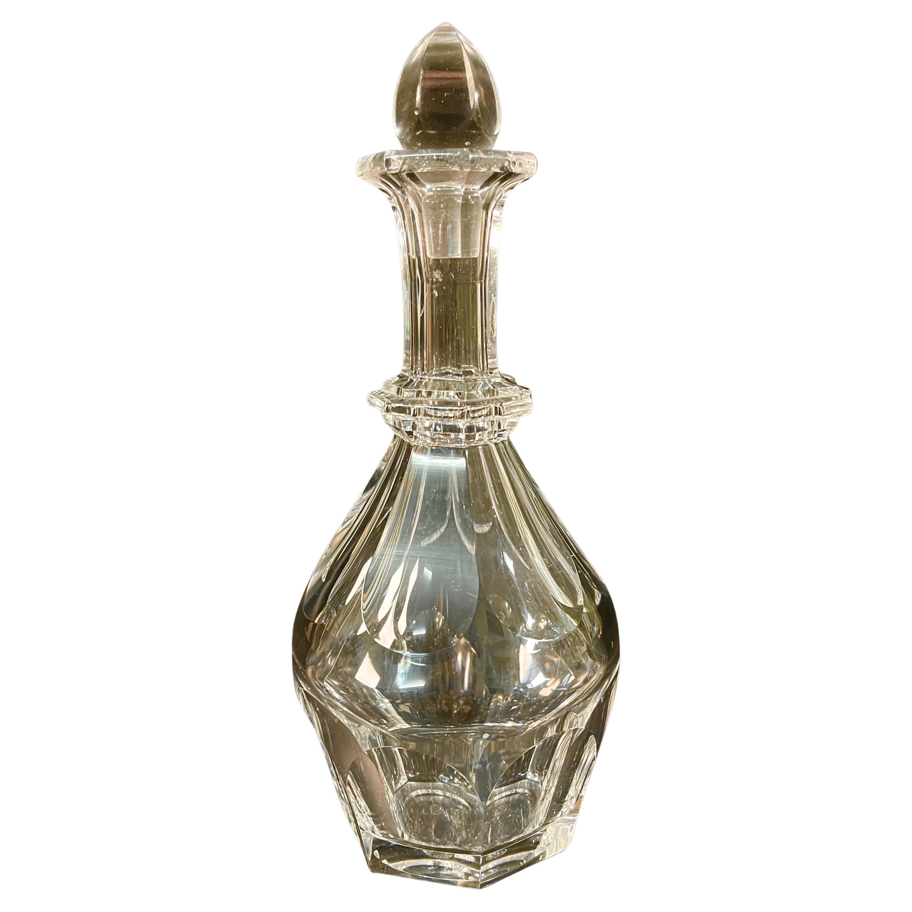 1960s Signed French Baccarat Crystal Bottle