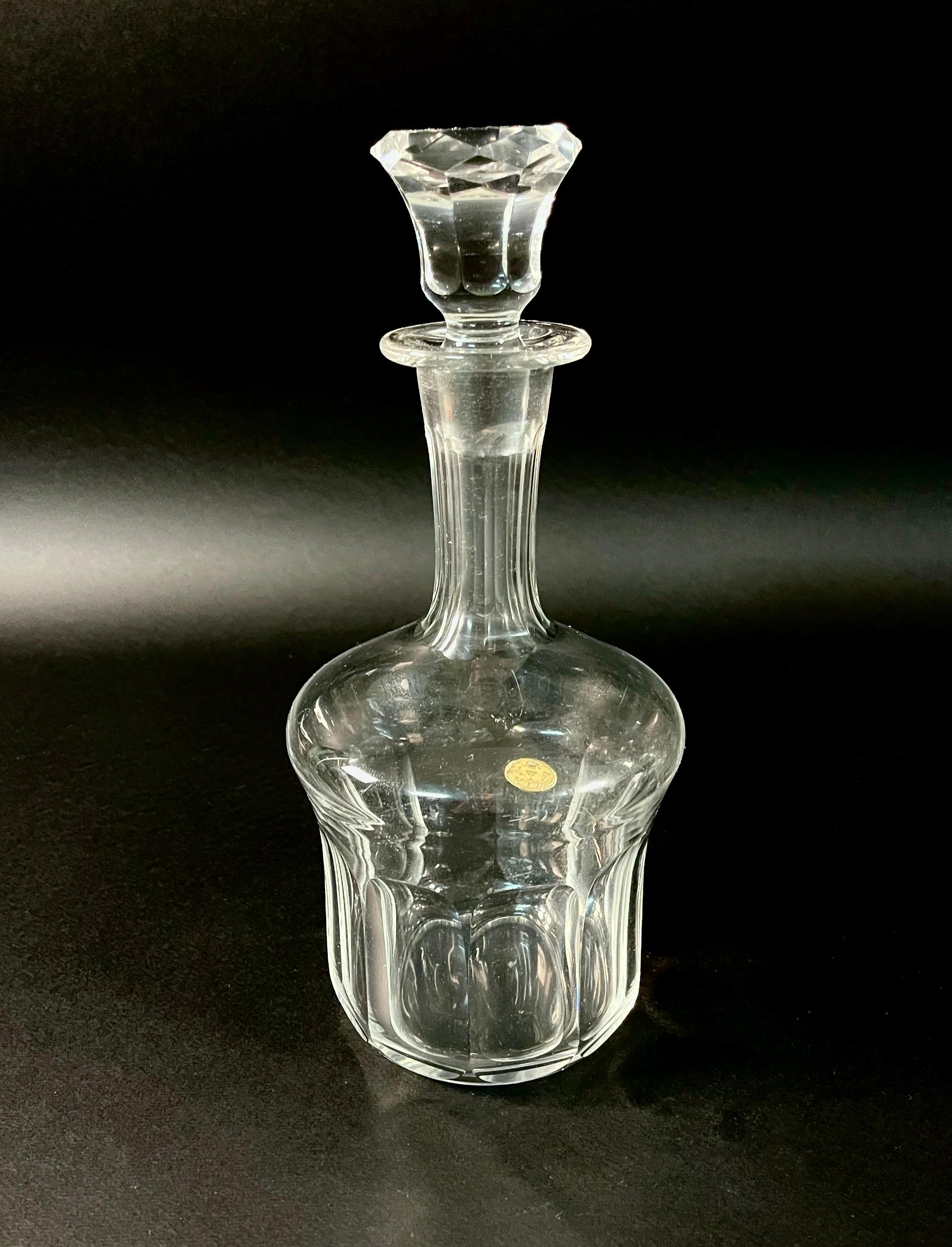 Baccarat Style Crystal Bottle, Mid-Century Modern, France, 1965 For Sale