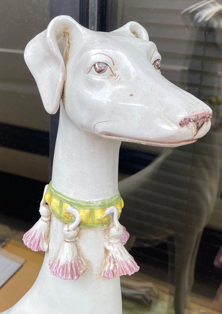 1960s Signed Hollywood Regency Era Italian Terracotta Whippet Dog