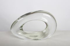 1960s Signed Luciano Gaspari Salviati Murano Clear Glass Ring Sculpture - Rare